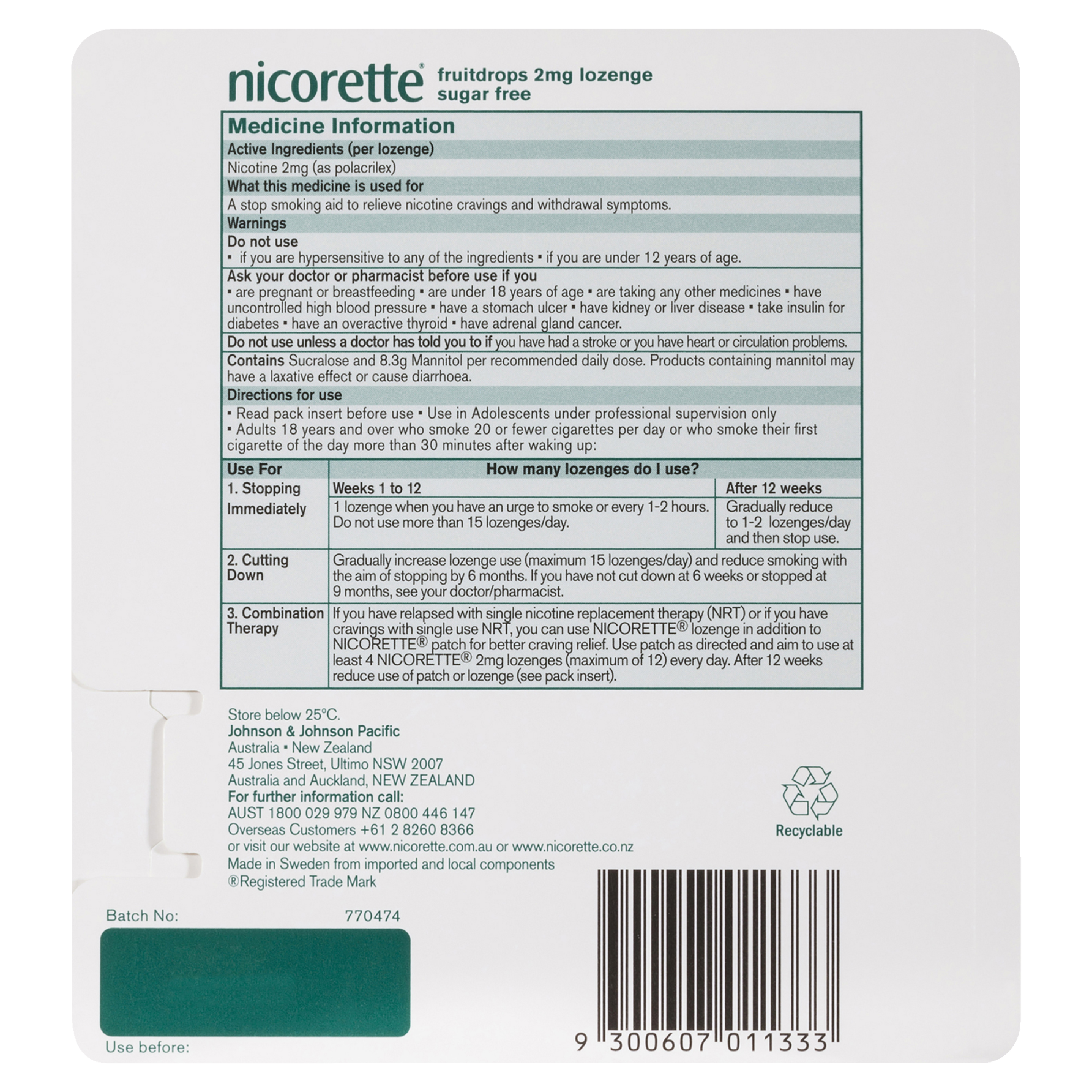 NICORETTE COOL DROPS FRESHFRUIT 2MG 80 LOZENGES - Image 2