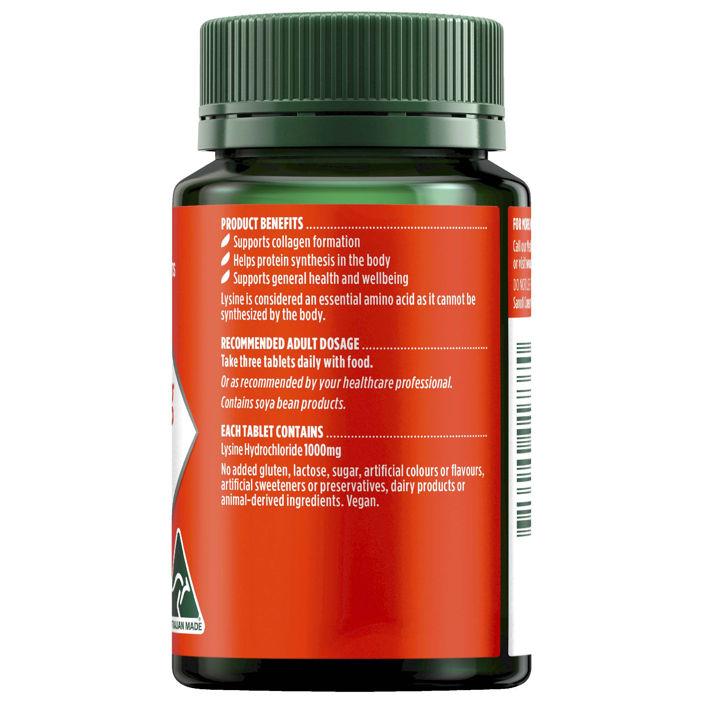 NATURES OWN LYSINE 1000MG 50 TABLETS - Image 2
