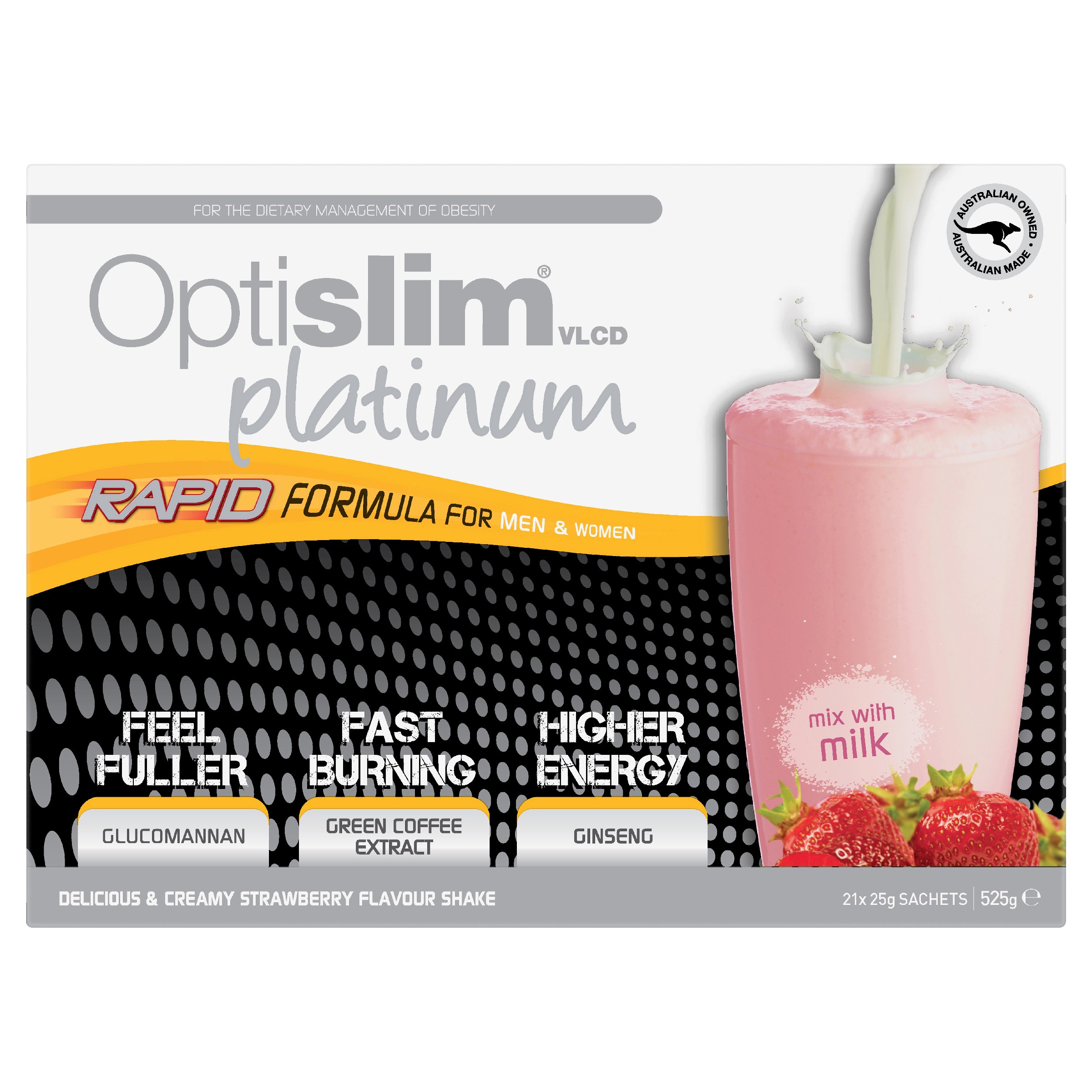 OPTISLIM VLCD PLATINUM SHAKE STRAWBERRY 25G 21 PACK - Image 2
