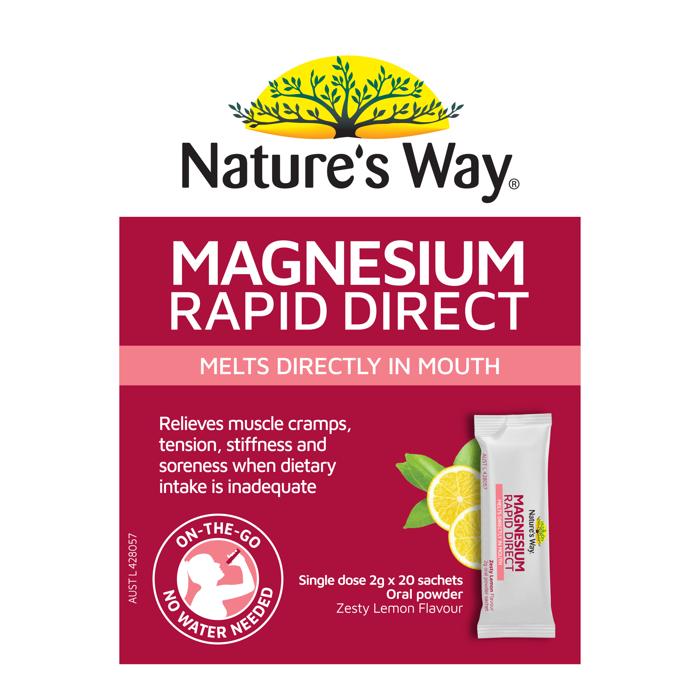 NATURES WAY MAGNESIUM RAPID DIRECT SACHETS 2G 20 PACK - Image 2