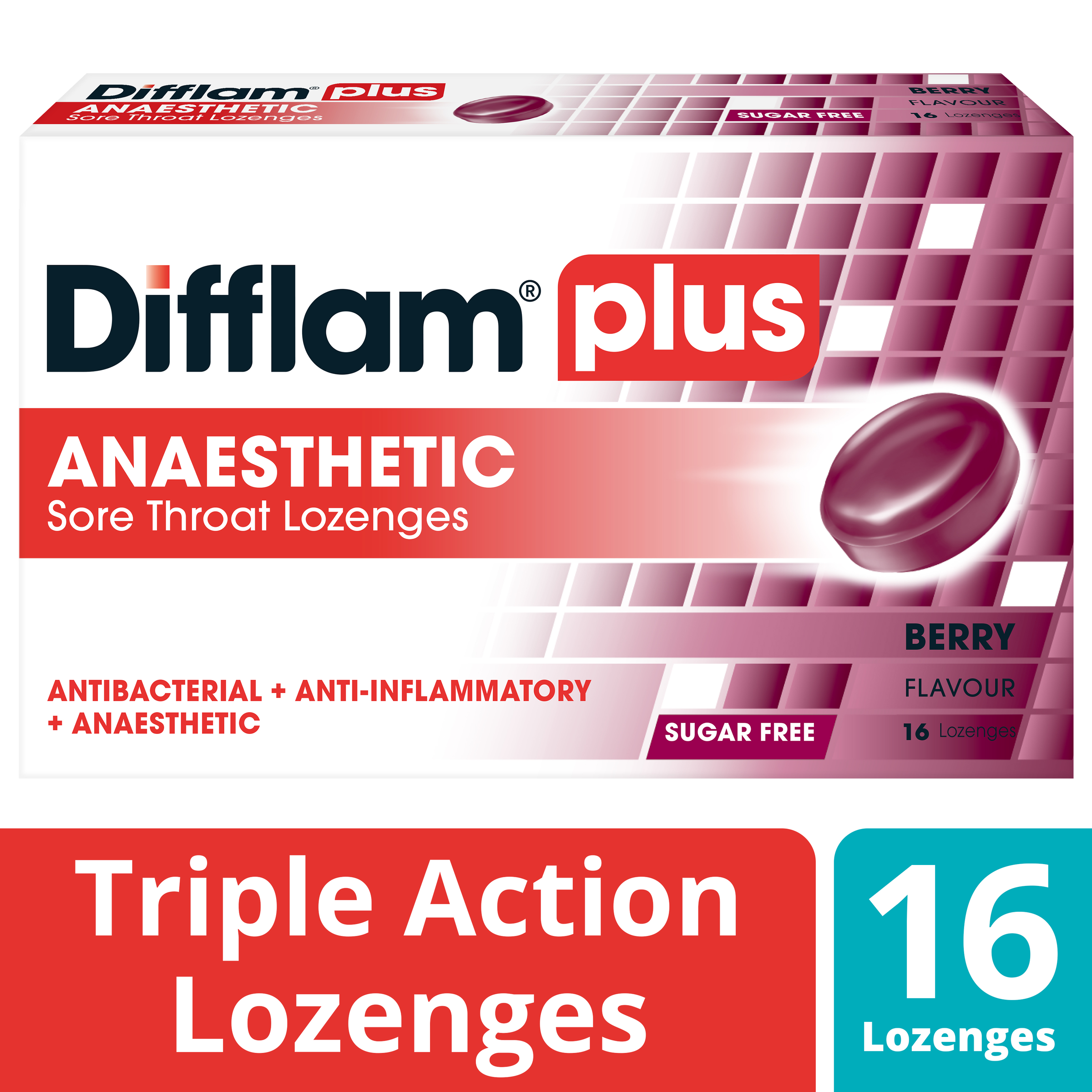 DIFFLAM PLUS ANAESTHETIC WILD BERRY THROAT 16 LOZENGES - Image 11