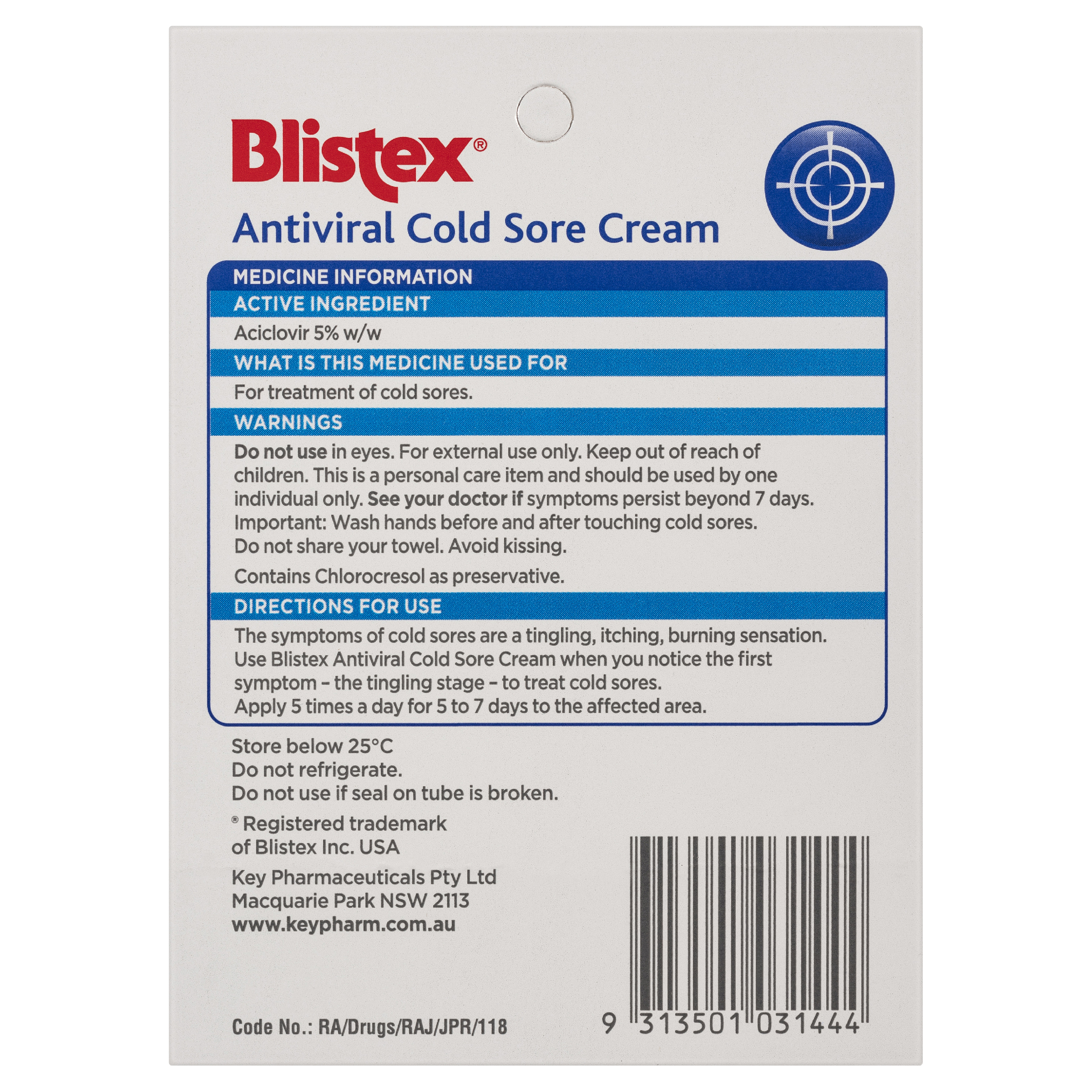 BLISTEX ANTIVIRAL COLD SORE CREAM 5G - Image 4