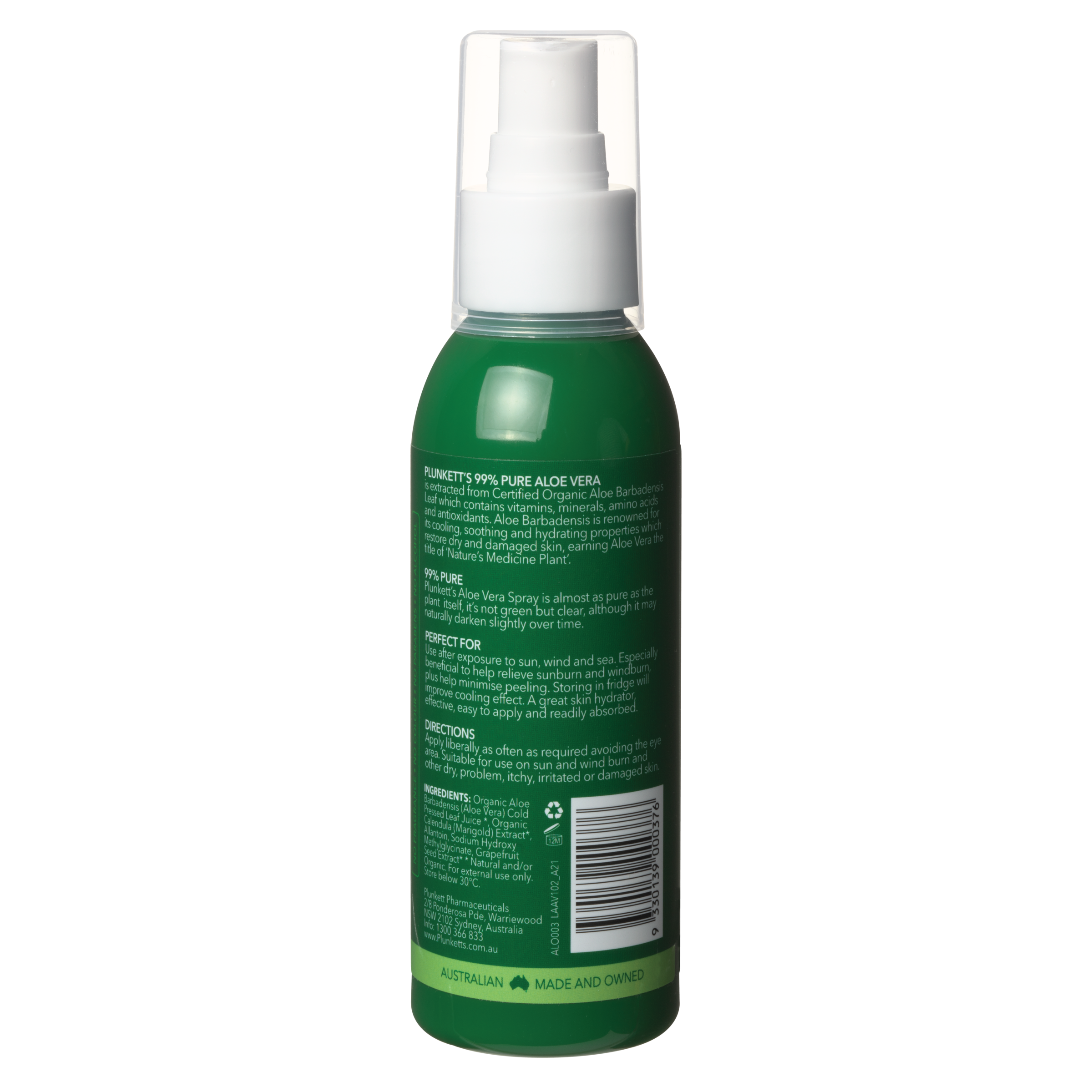 PLUNKETTS 99% PURE ALOE VERA SPRAY 125ML - Image 2