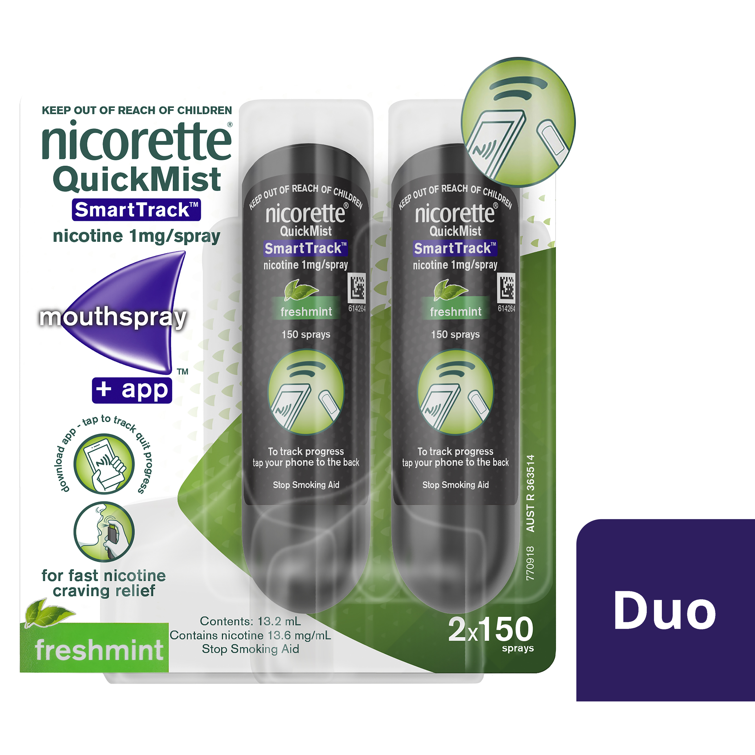 NICORETTE QUICKMIST SMARTTRACK FRESHMINT 150 SPRAYS TWIN PACK - Image 10