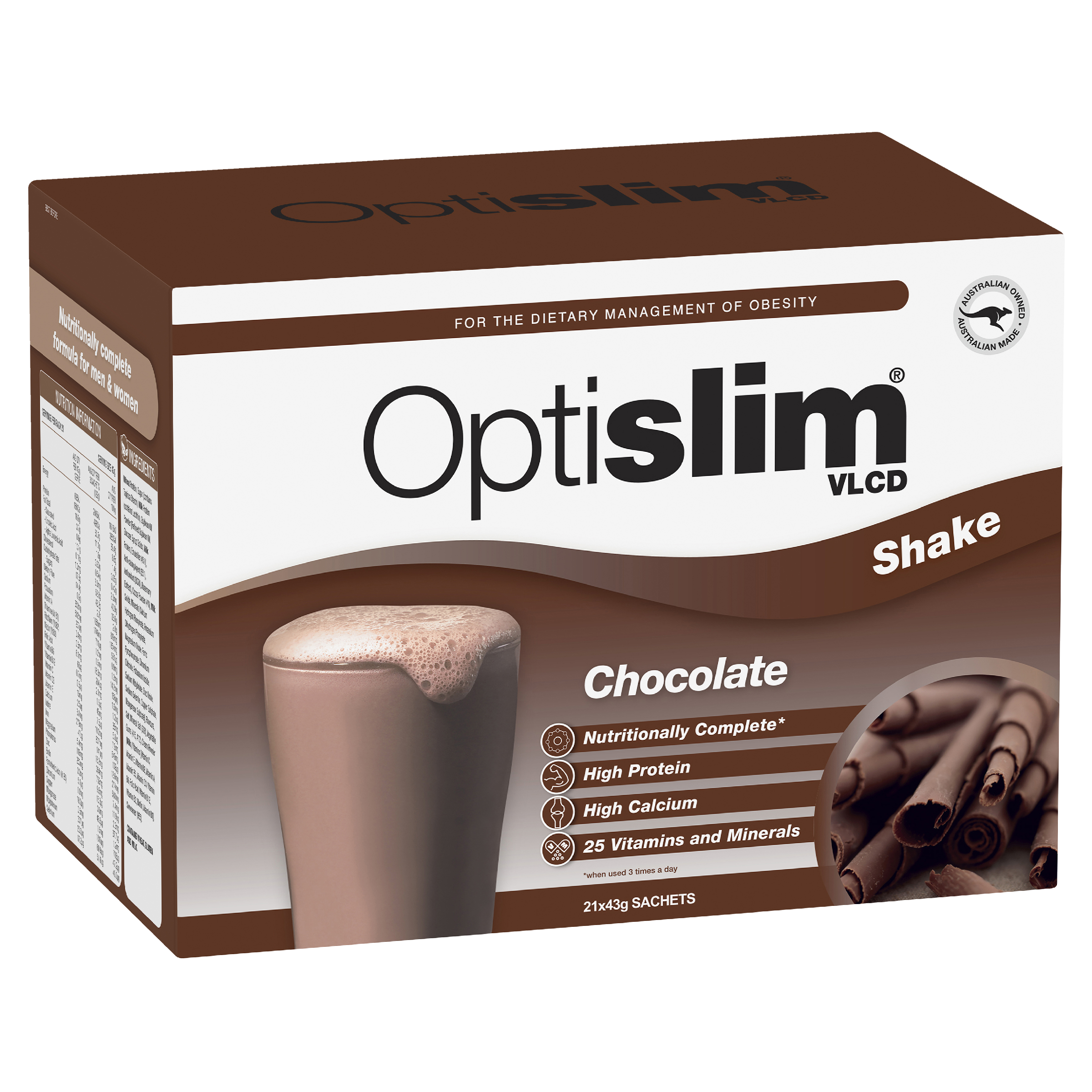 OPTISLIM VLCD SHAKE CHOCOLATE 43G 21 PACK