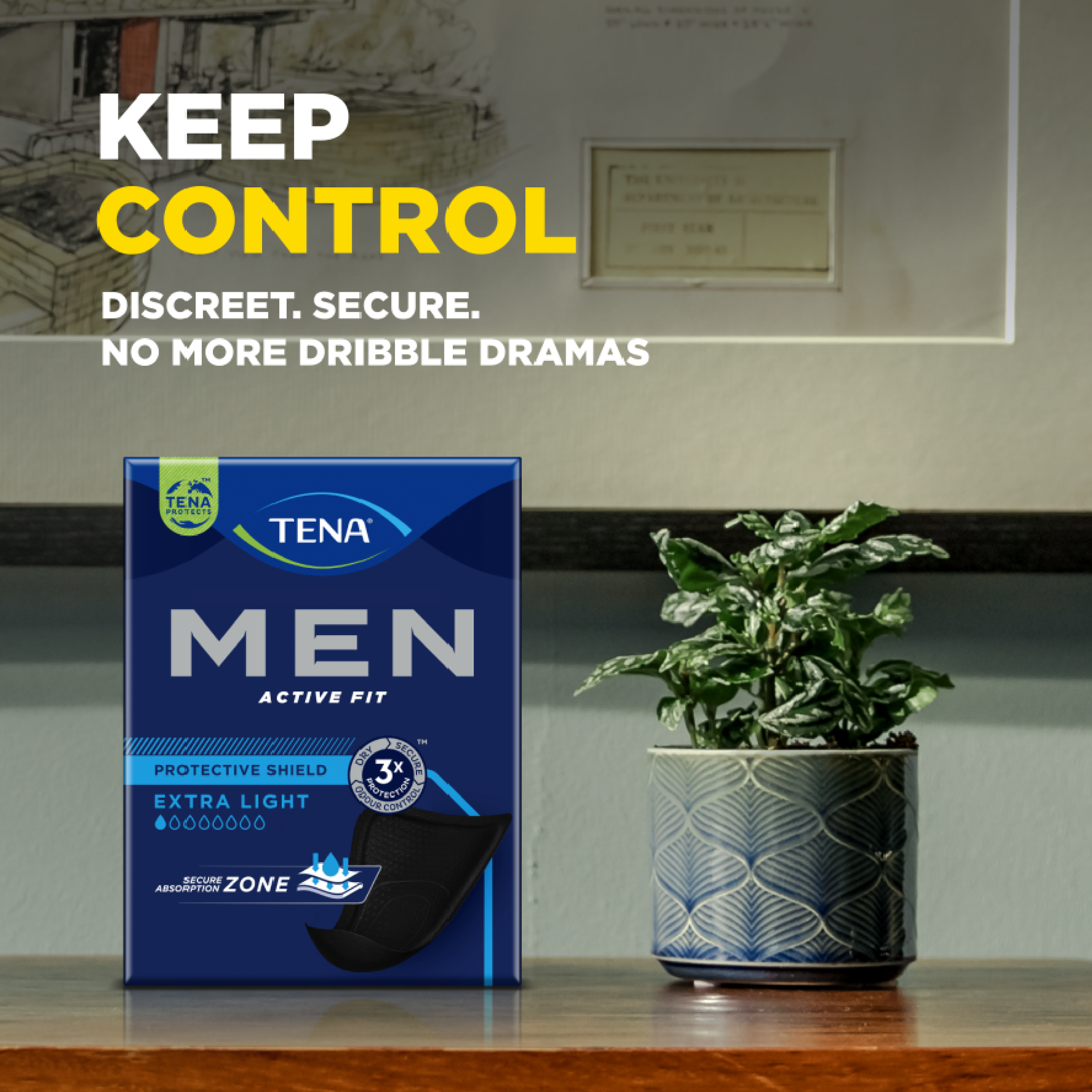 TENA MEN SHIELDS ACTIVE FIT 1D EXTRA LIGHT 14 PACK - Image 11