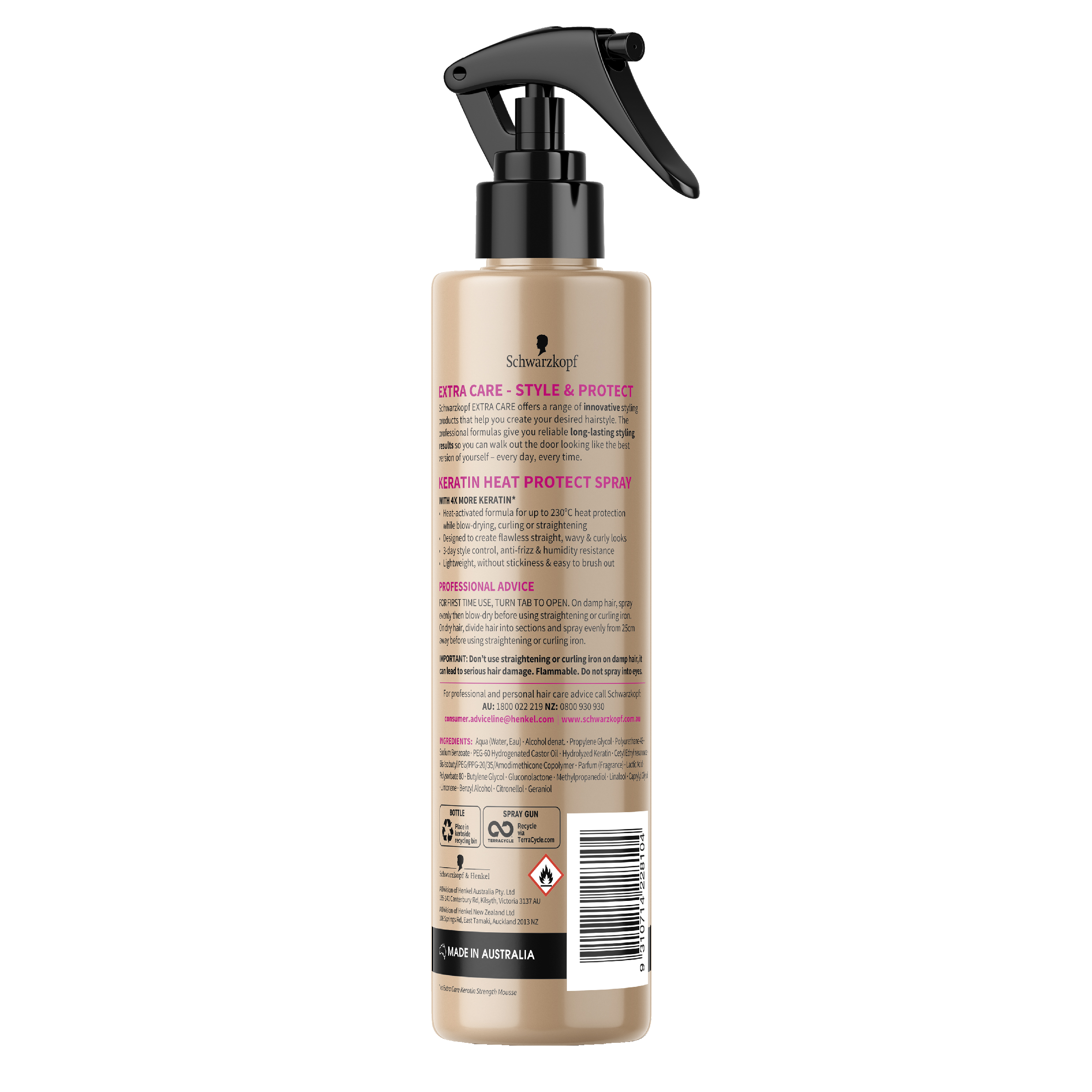 SCHWARZKOPF EXTRA CARE KERATIN HEAT PROTECT SPRAY 250ML - Image 2