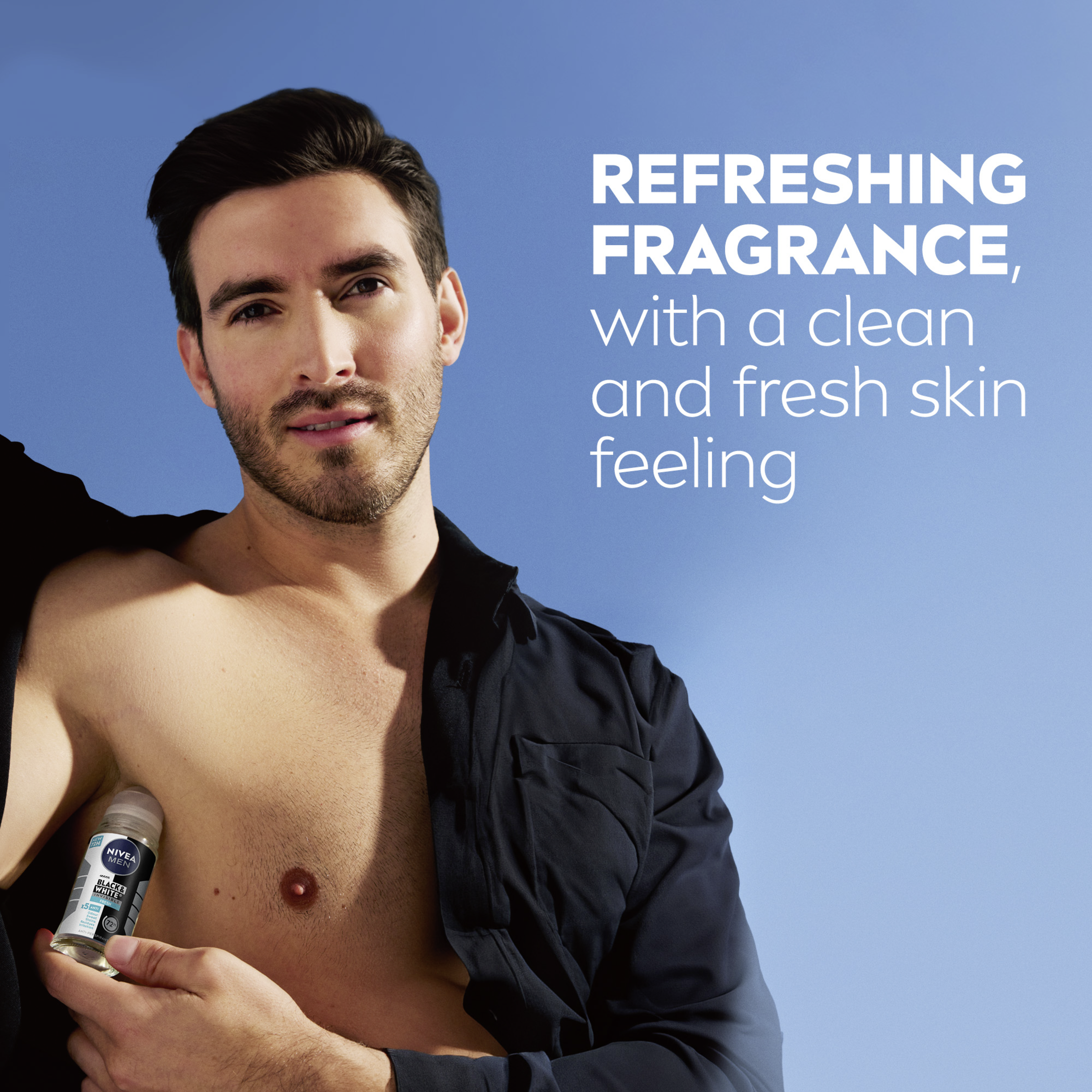 NIVEA MEN ANTIPERSPIRANT B&W INVISIBLE FRESH 48H ROLL ON 50ML - Image 3