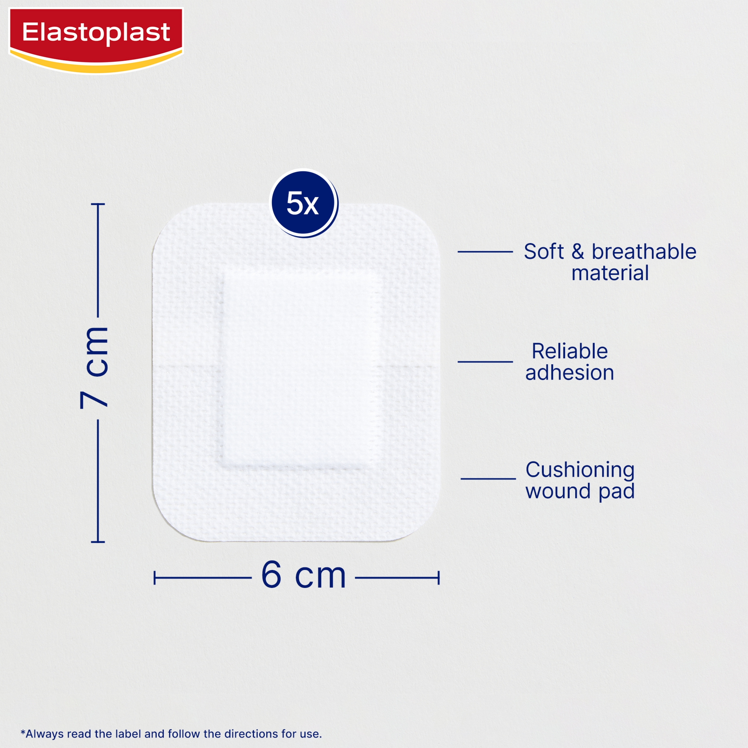 ELASTOPLAST SENSITIVE XL DRESSING 6CM X 7CM 5 PACK - Image 3