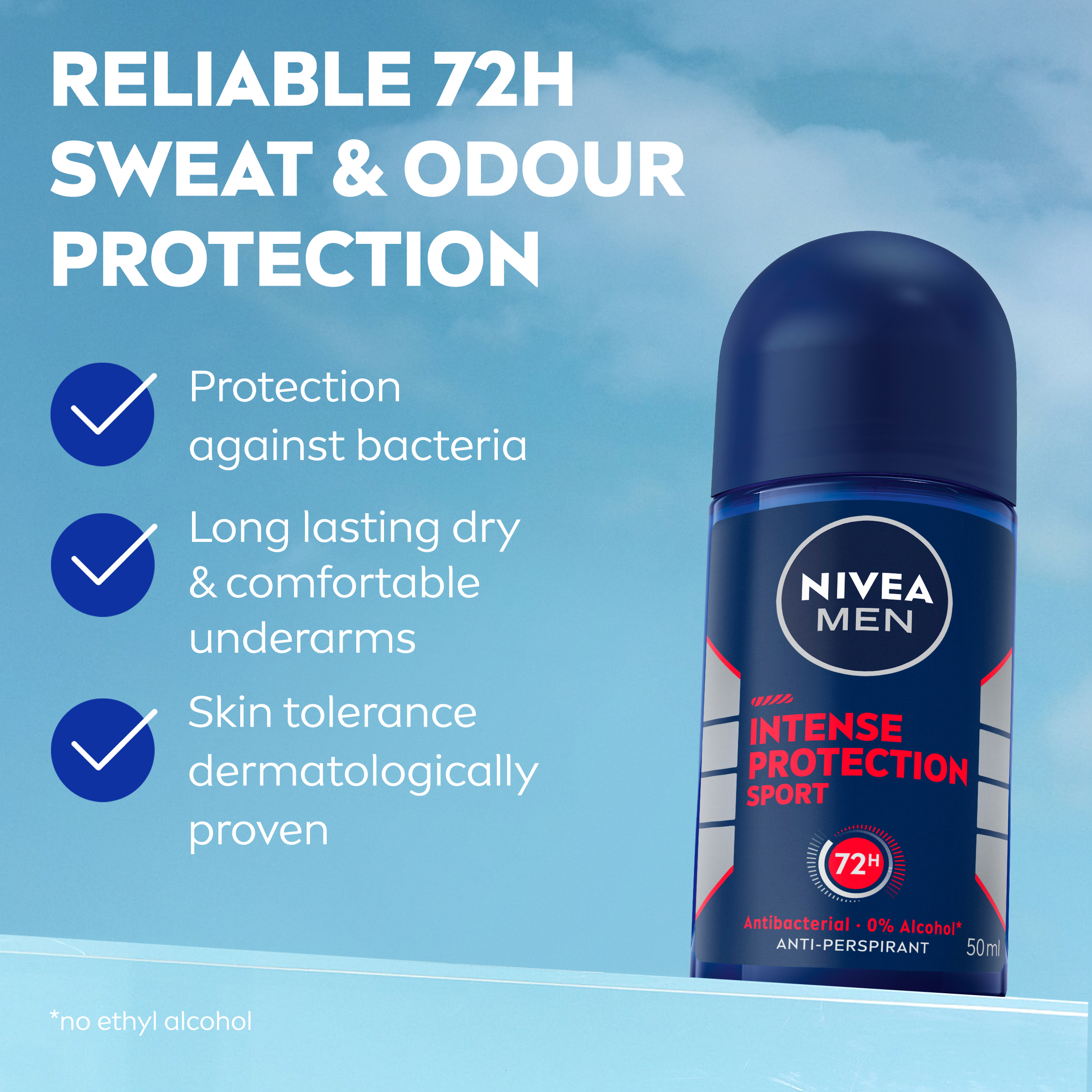 NIVEA MEN ANTIPERSPIRANT INTENSE PROTECTION SPORT 72H ROLL ON 50ML - Image 4