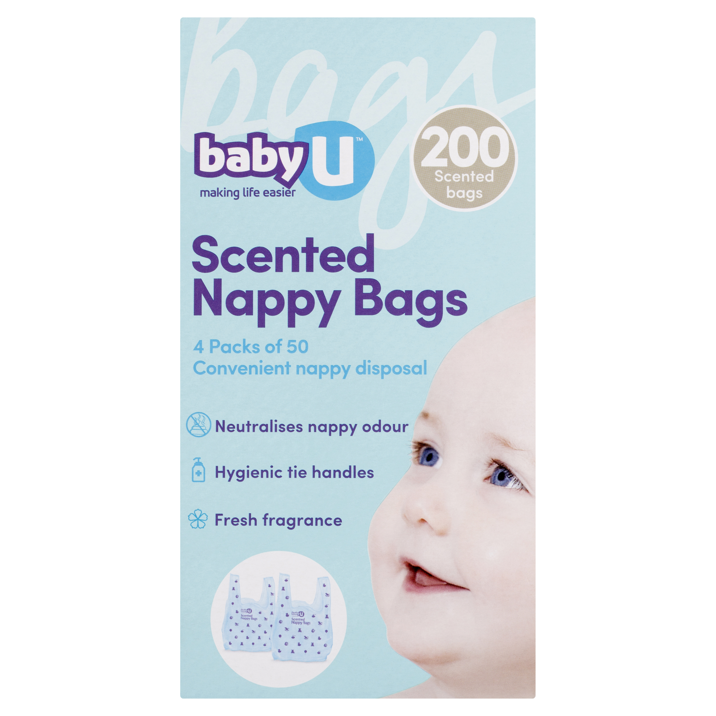 BABY U SCENTED NAPPY BAGS 200 PACK - Image 4
