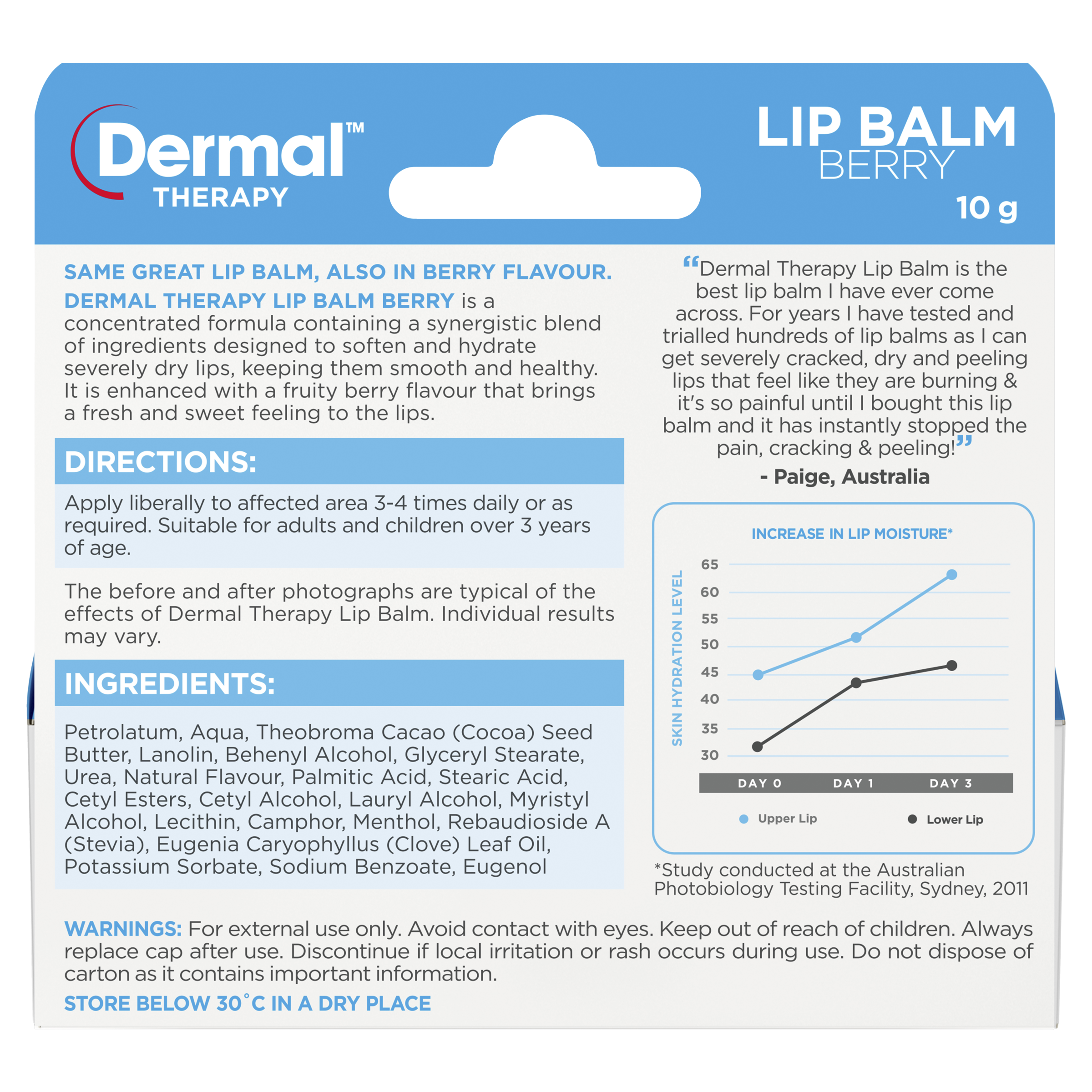 DERMAL THERAPY LIP BALM TUBE BERRY 10G - Image 2