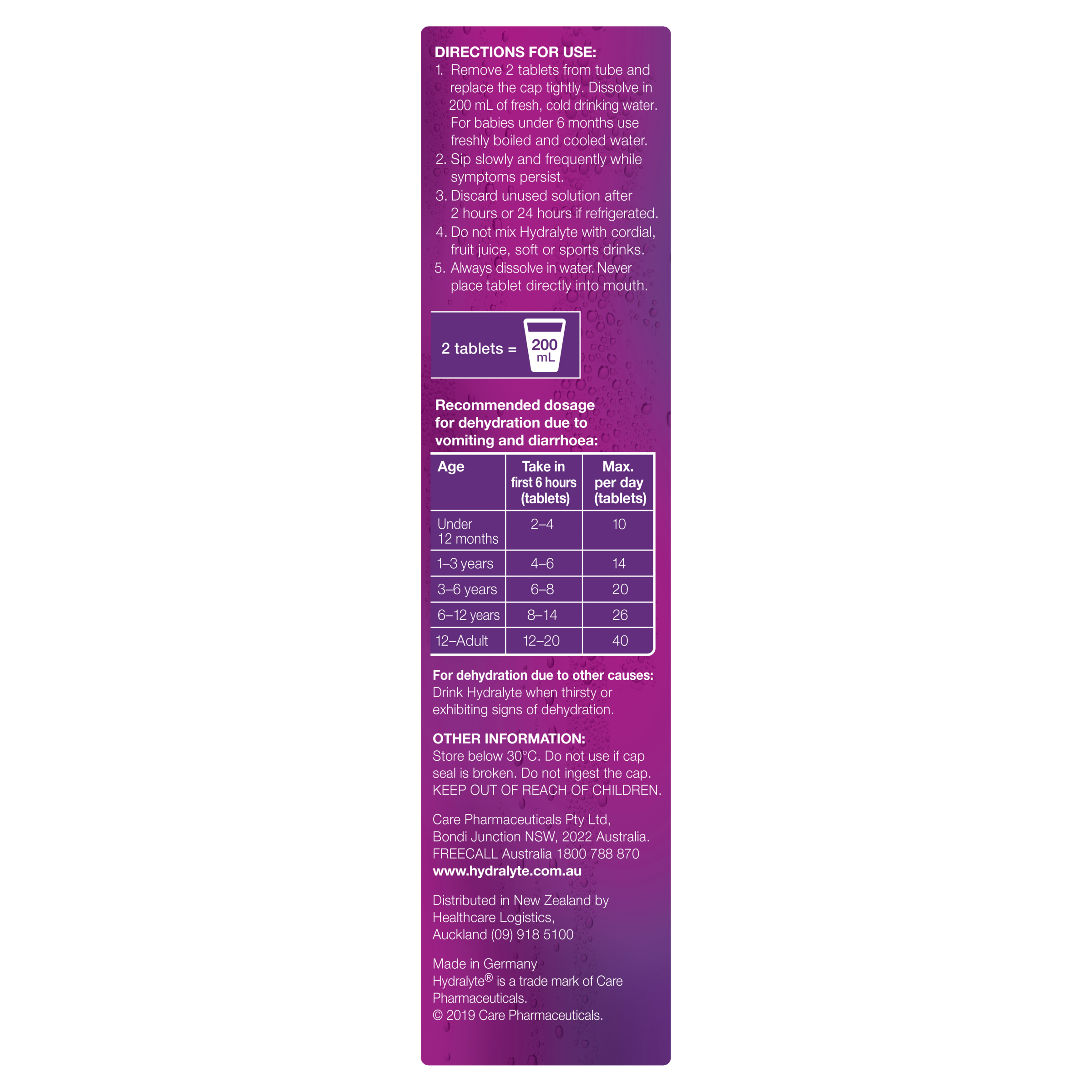 HYDRALYTE EFFERVESCENT APPLE BLACKCURRANT 20 TABLETS - Image 3