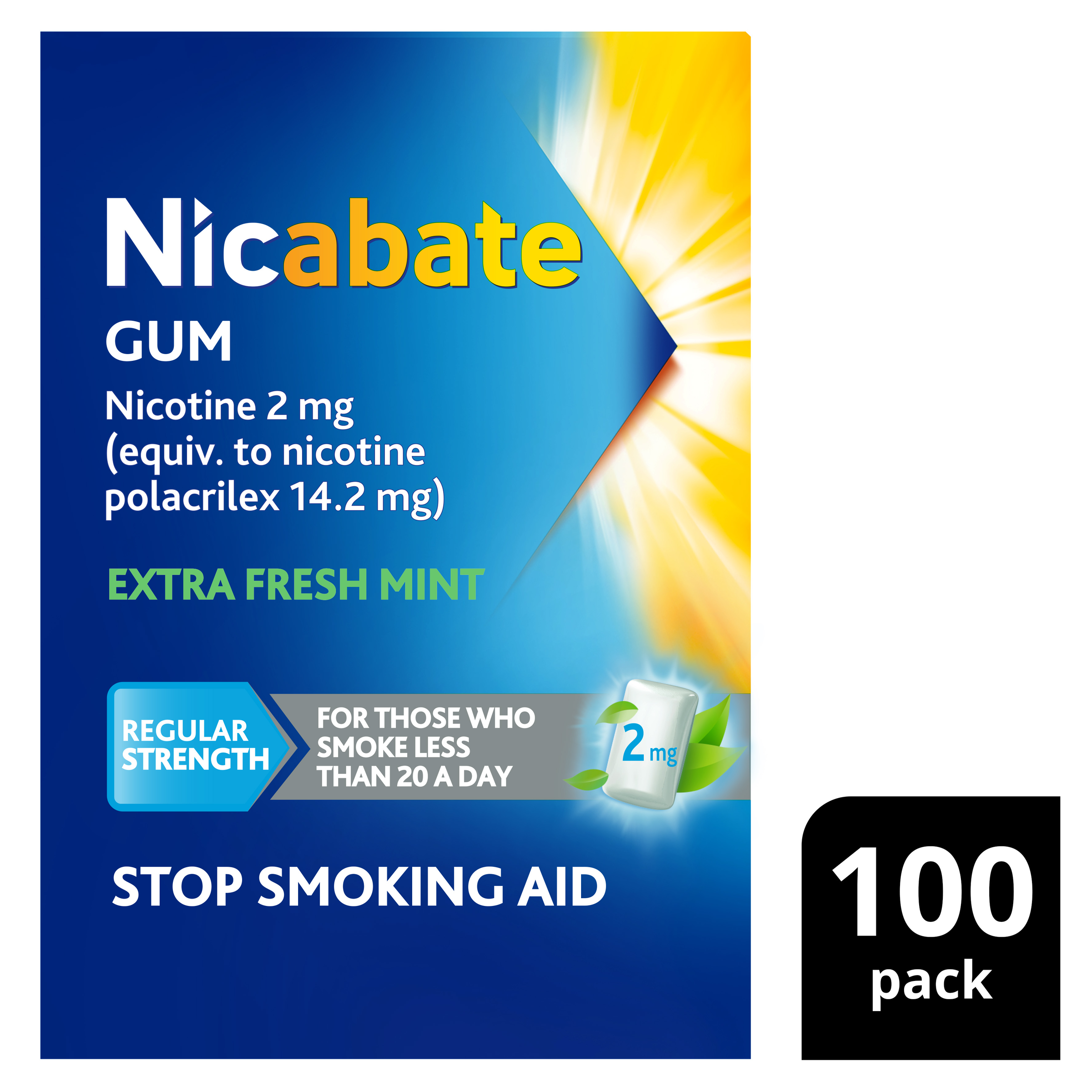 NICABATE EXTRA FRESH 2MG GUM 100 PACK - Image 10