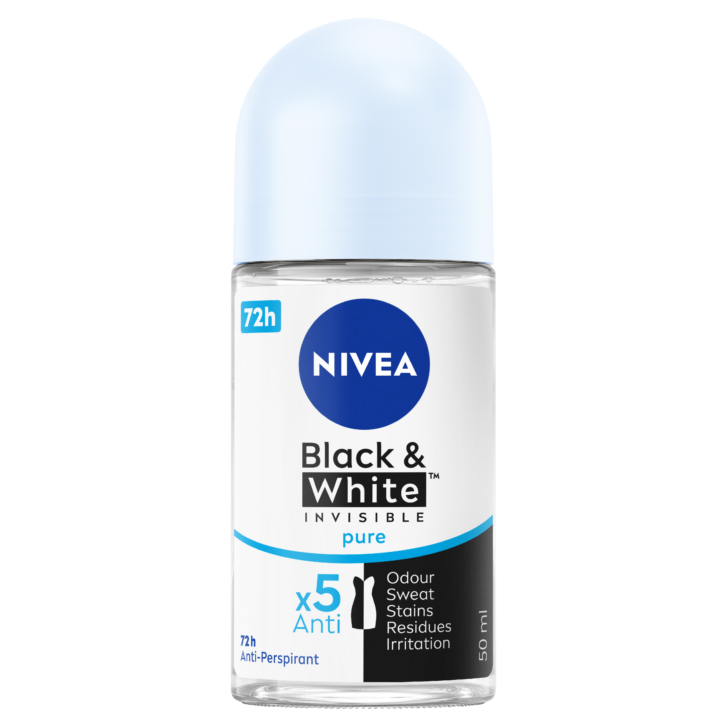 NIVEA WOMEN ANTIPERSPIRANT B&W A/P INVISIBLE PURE ROLL ON 48H 50ML