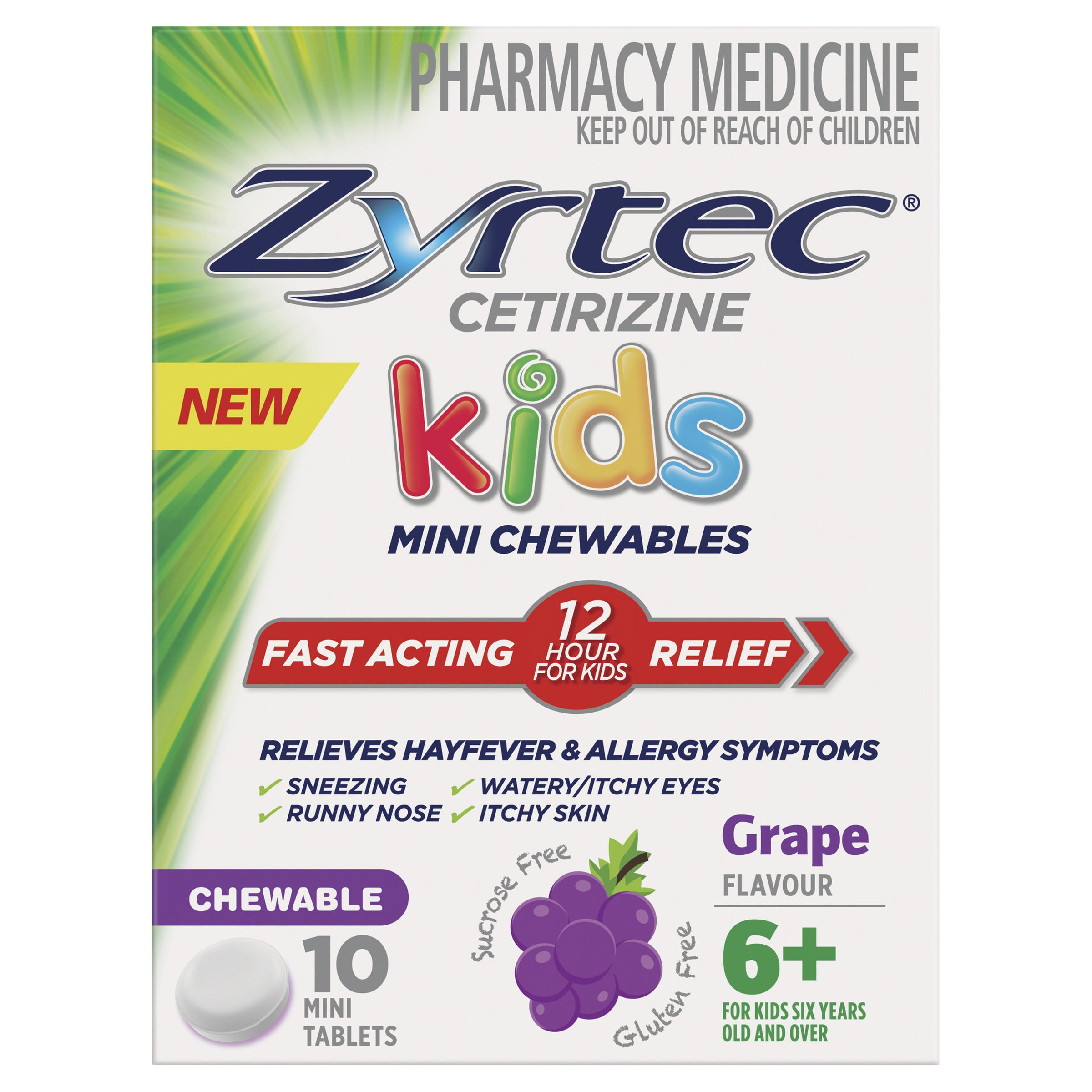 ZYRTEC KIDS 5MG GRAPE 10 CHEWABLE TABLETS - Image 2