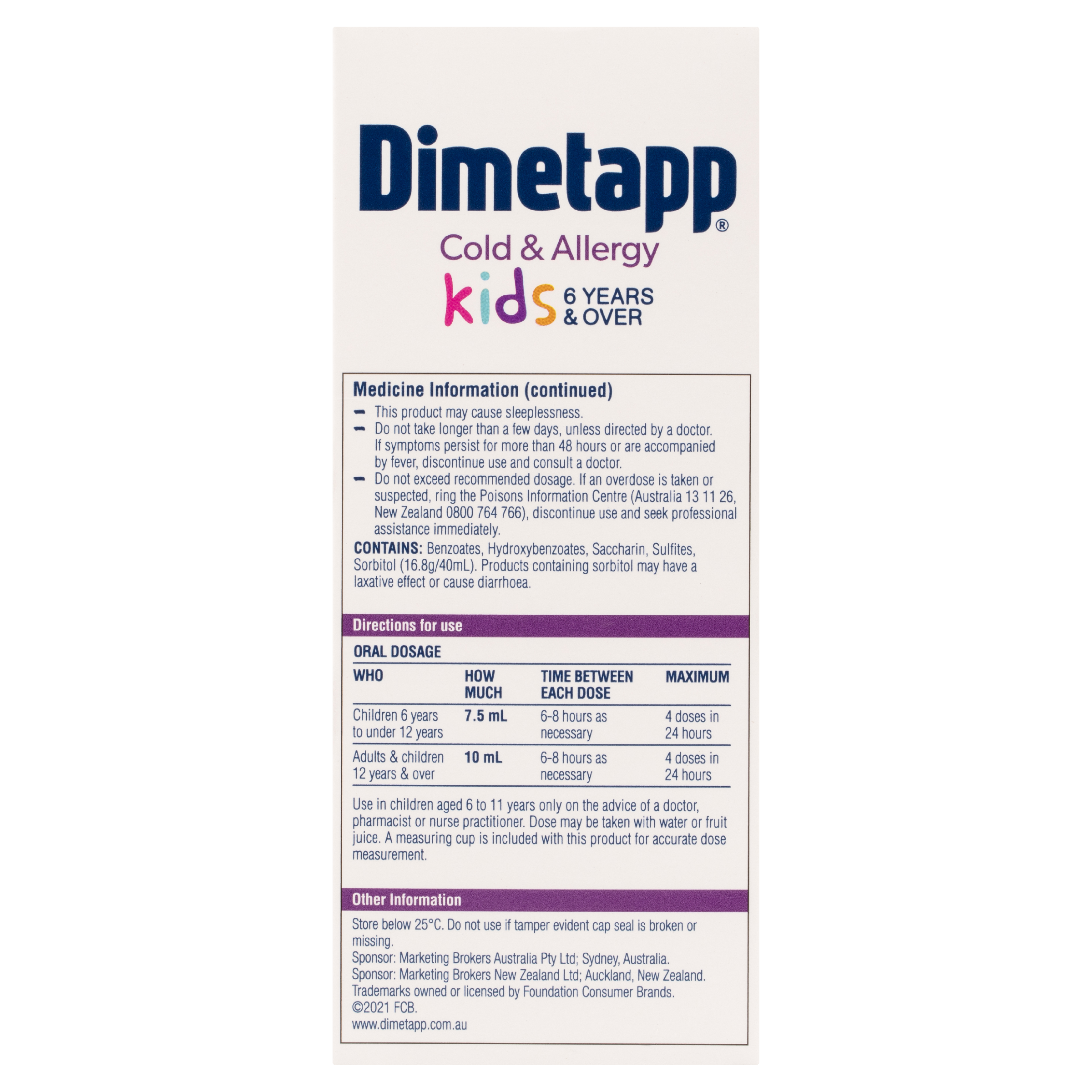 DIMETAPP KIDS COLD & ALLERGY 6+ YEARS 200ML - Image 4