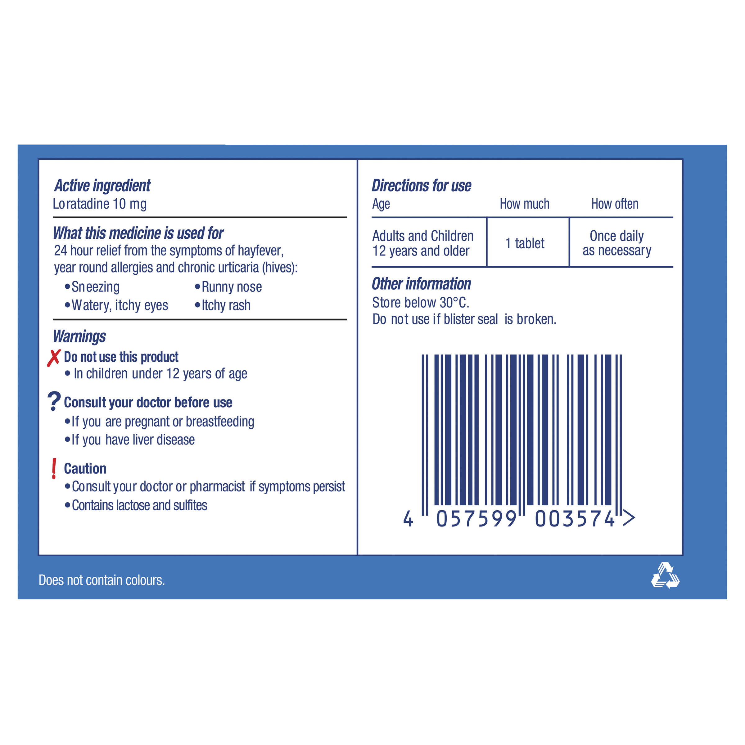 CLARATYNE 10MG 30 TABLETS - Image 4