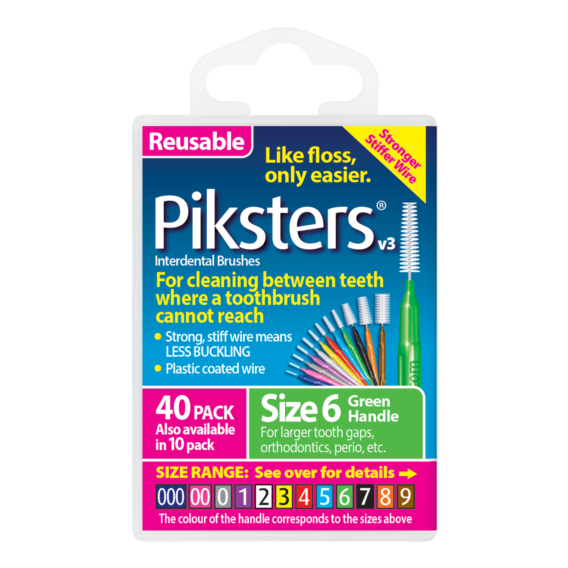 PIKSTERS INTERDENTAL BRUSH SIZE 6 GREEN 40 PACK - Image 2