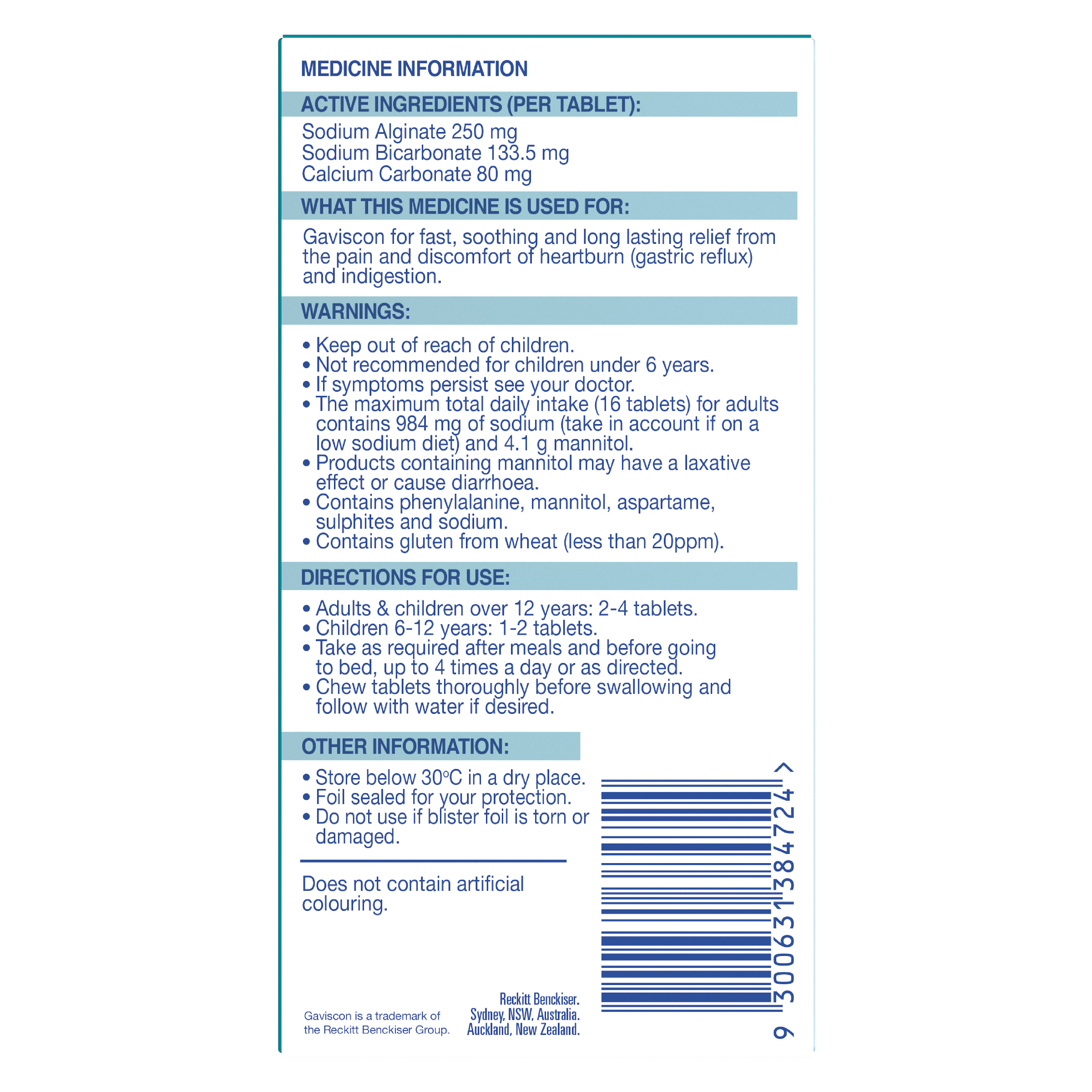 GAVISCON PEPPERMINT 48 TABLETS - Image 4