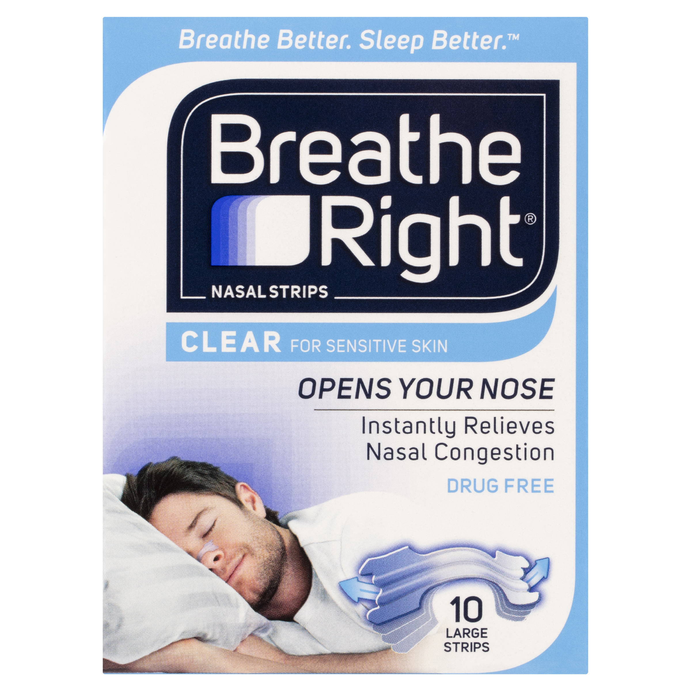 BREATHE RIGHT NASAL STRIPS CLEAR LARGE 10 PACK - Image 2