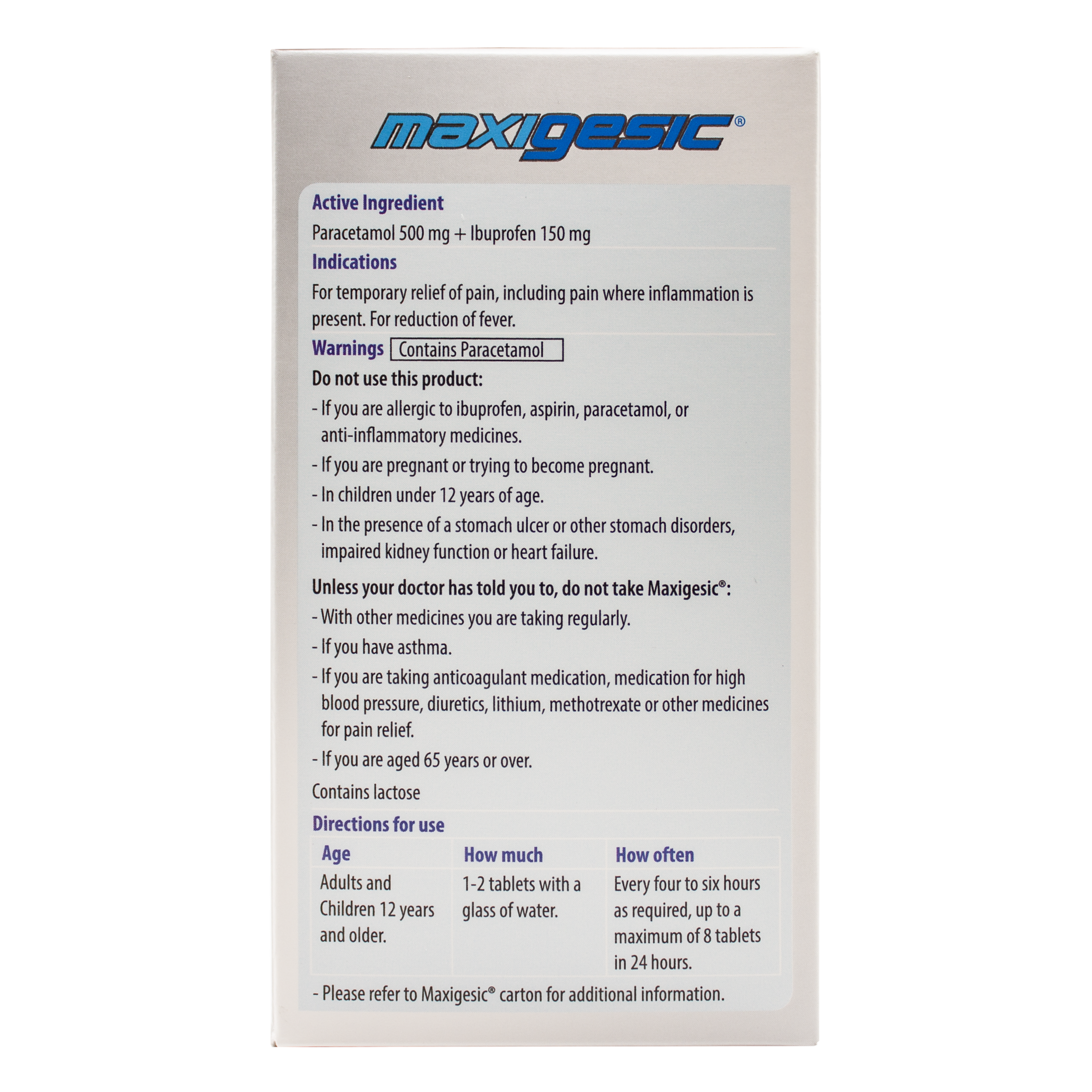 MAXIGESIC COLD & FLU SINUS & PAIN KIT - Image 3