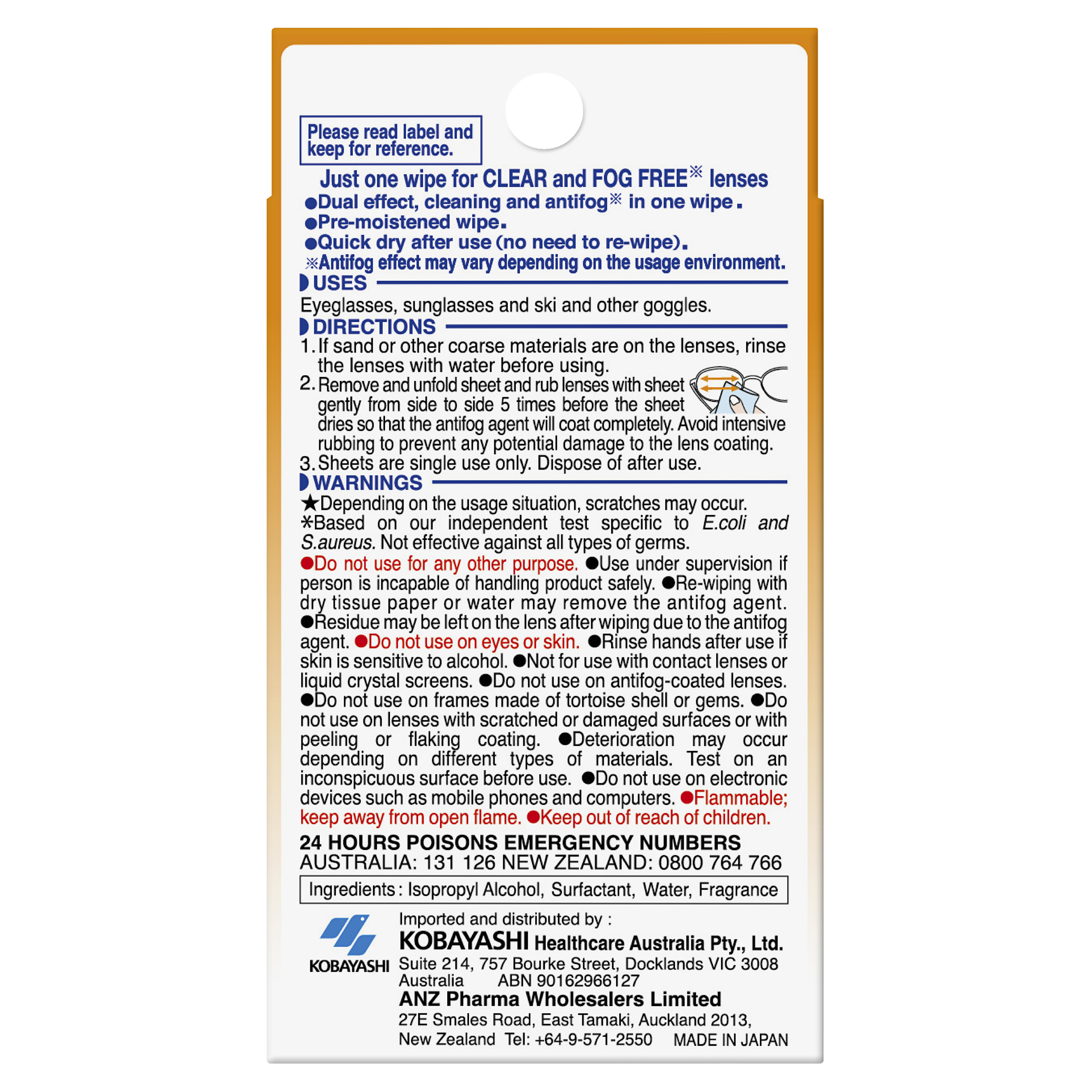 CLEARWIPE ANTIFOG LENS CLEANER WIPES 20 PACK - Image 4