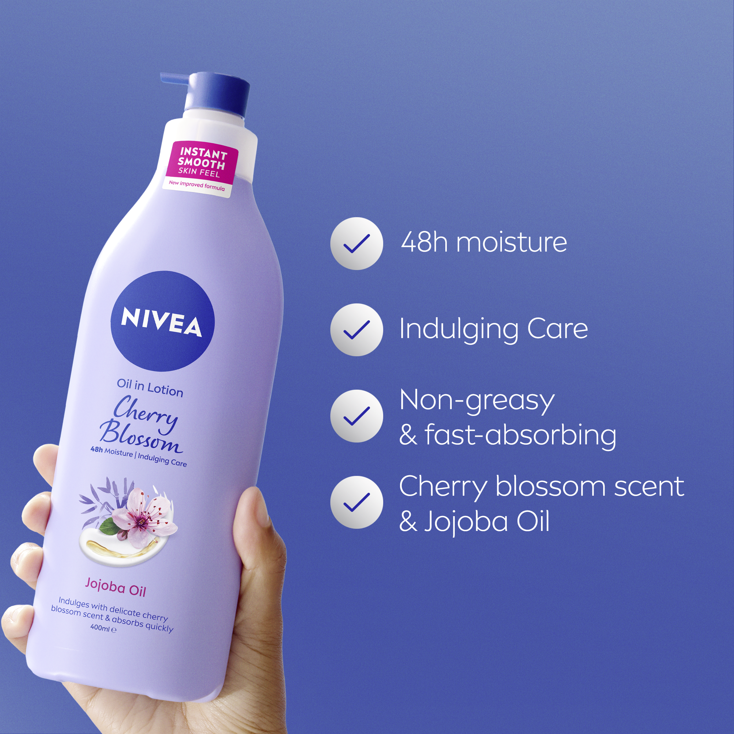 NIVEA CHERRY BLOSSOM & JOJOBA OIL BODY LOTION 400ML - Image 4