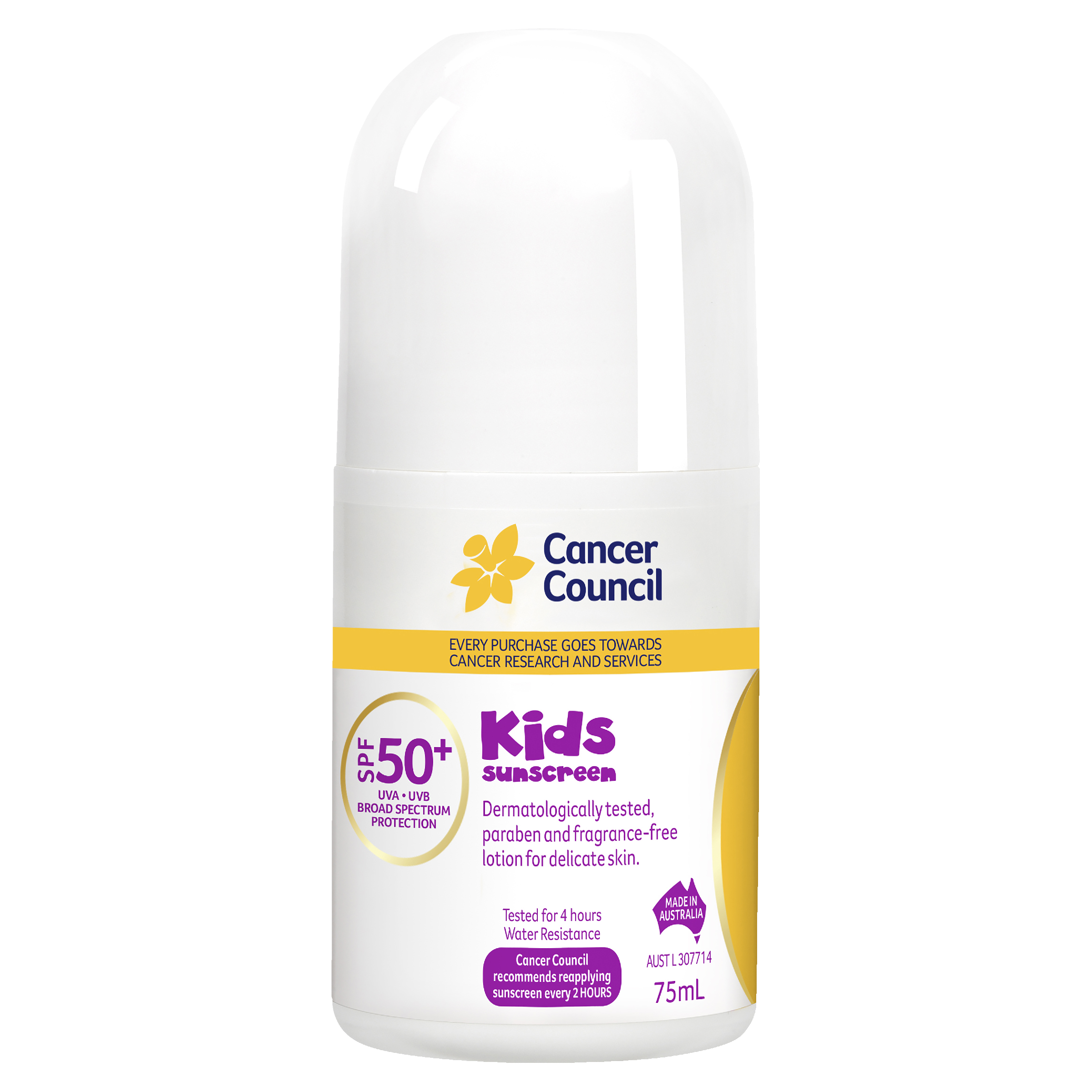 CANCER COUNCIL KIDS SUNSCREEN ROLL ON SPF50+ 75ML