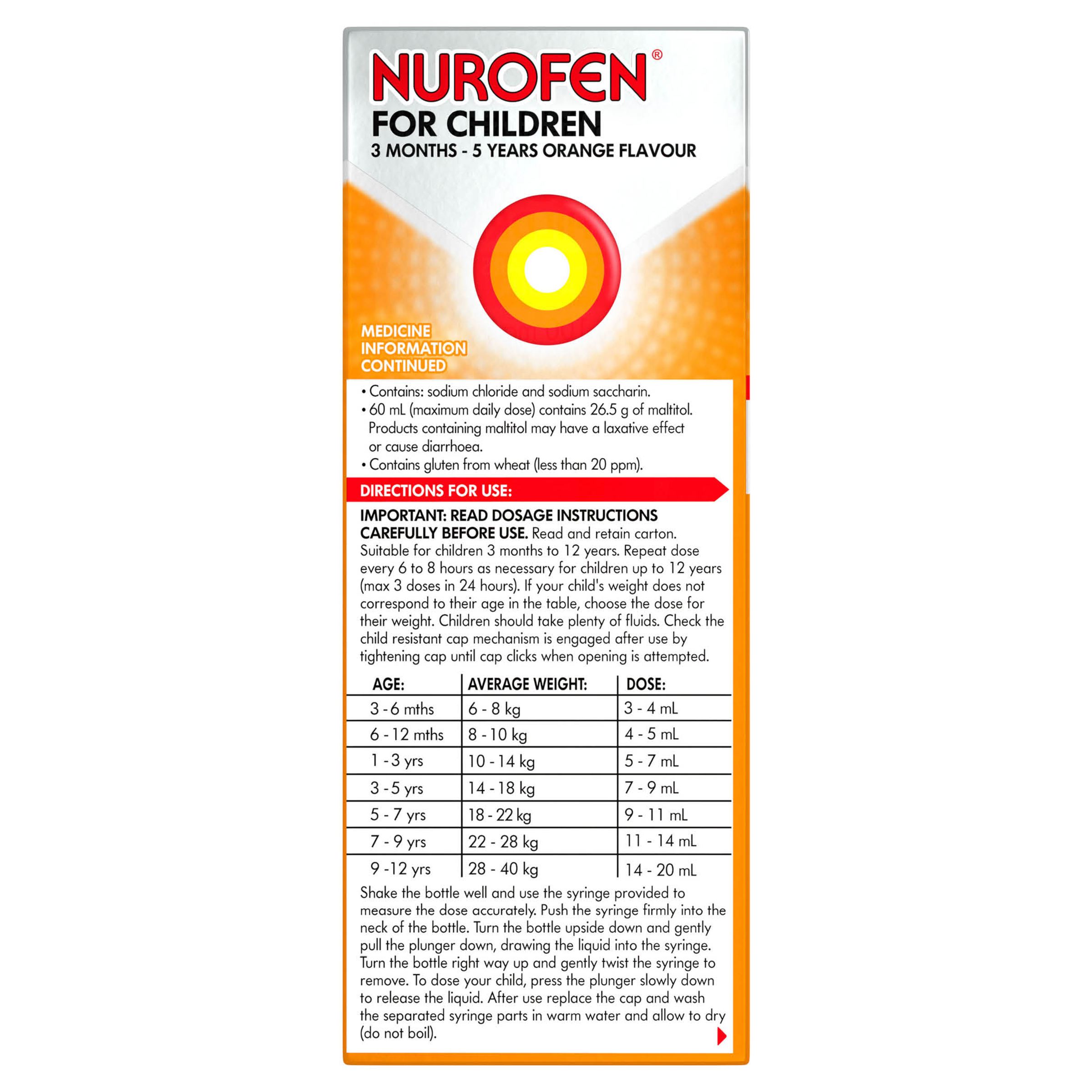 NUROFEN FOR CHILDREN 3 MONTH - 5 YEARS ORANGE 100ML - Image 4