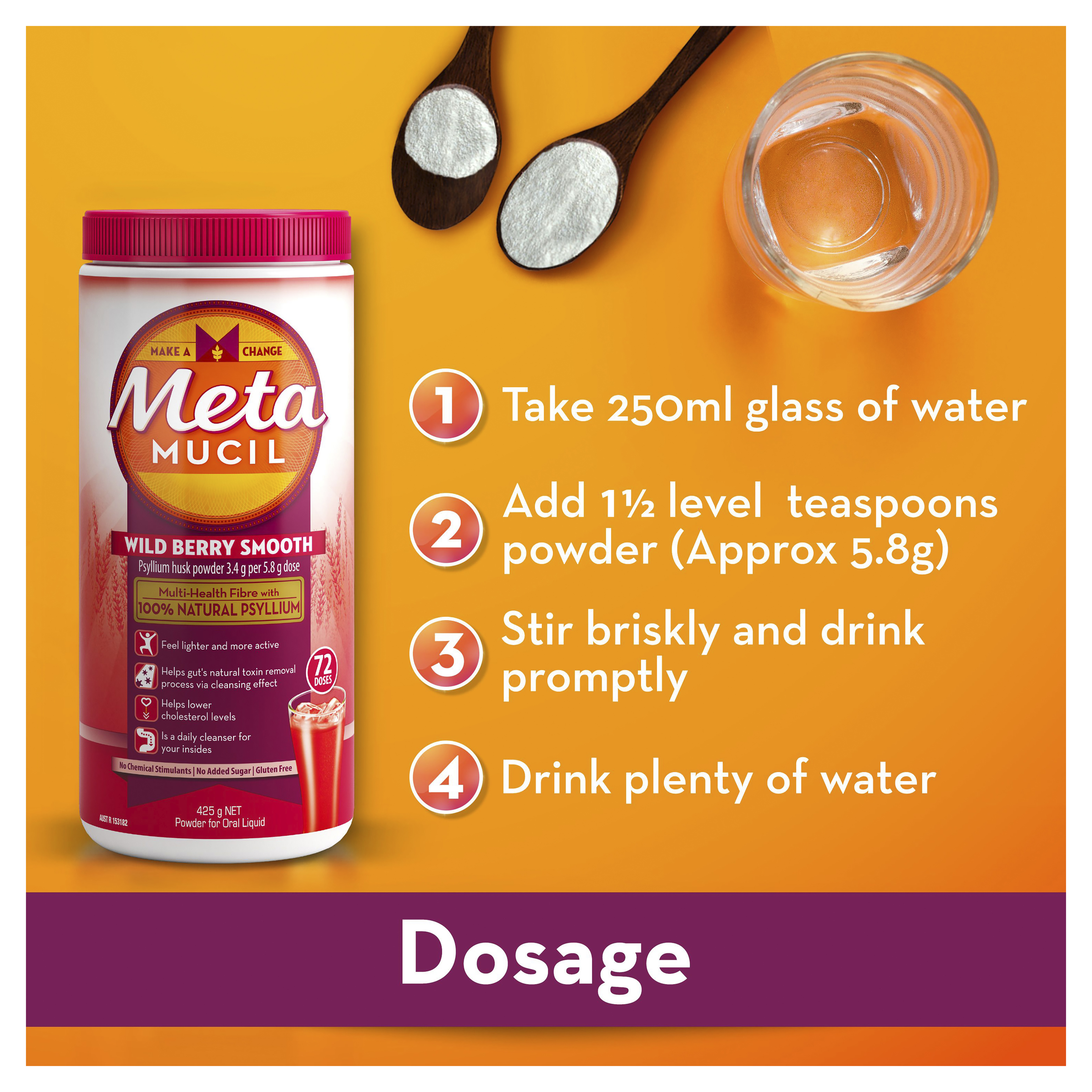 METAMUCIL WILD BERRY SMOOTH 673G 114 DOSES - Image 5