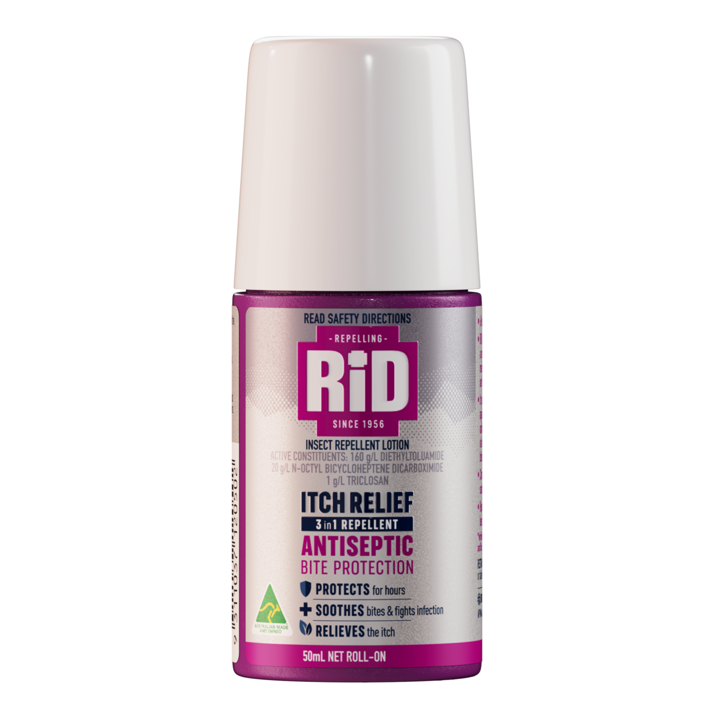 RID ITCH RELIEF REPELLENT ANTISEPTIC BITE PROTECT ROLL ON 50ML