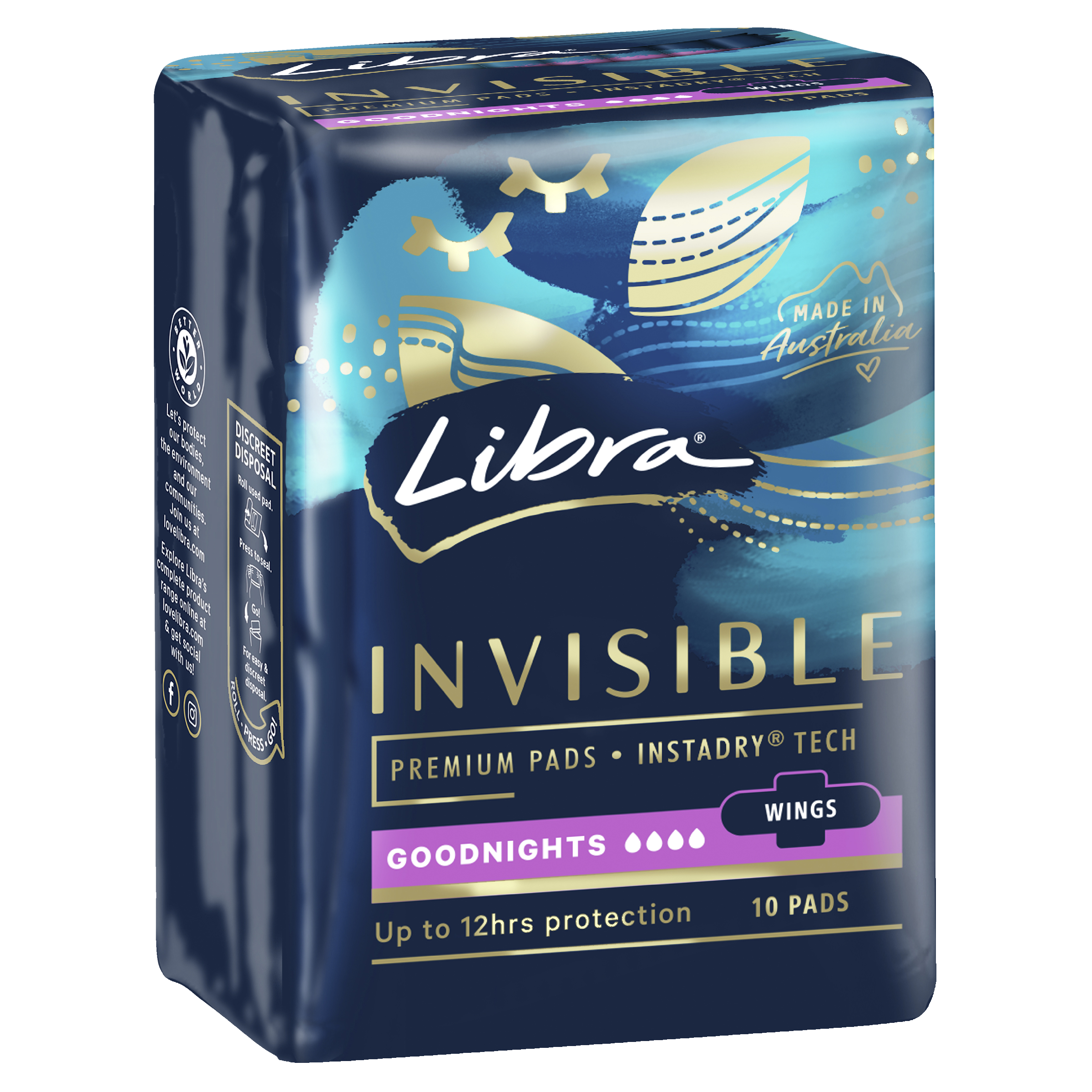 LIBRA PADS INVISIBLE EXTRA LONG WINGS 10 PACK