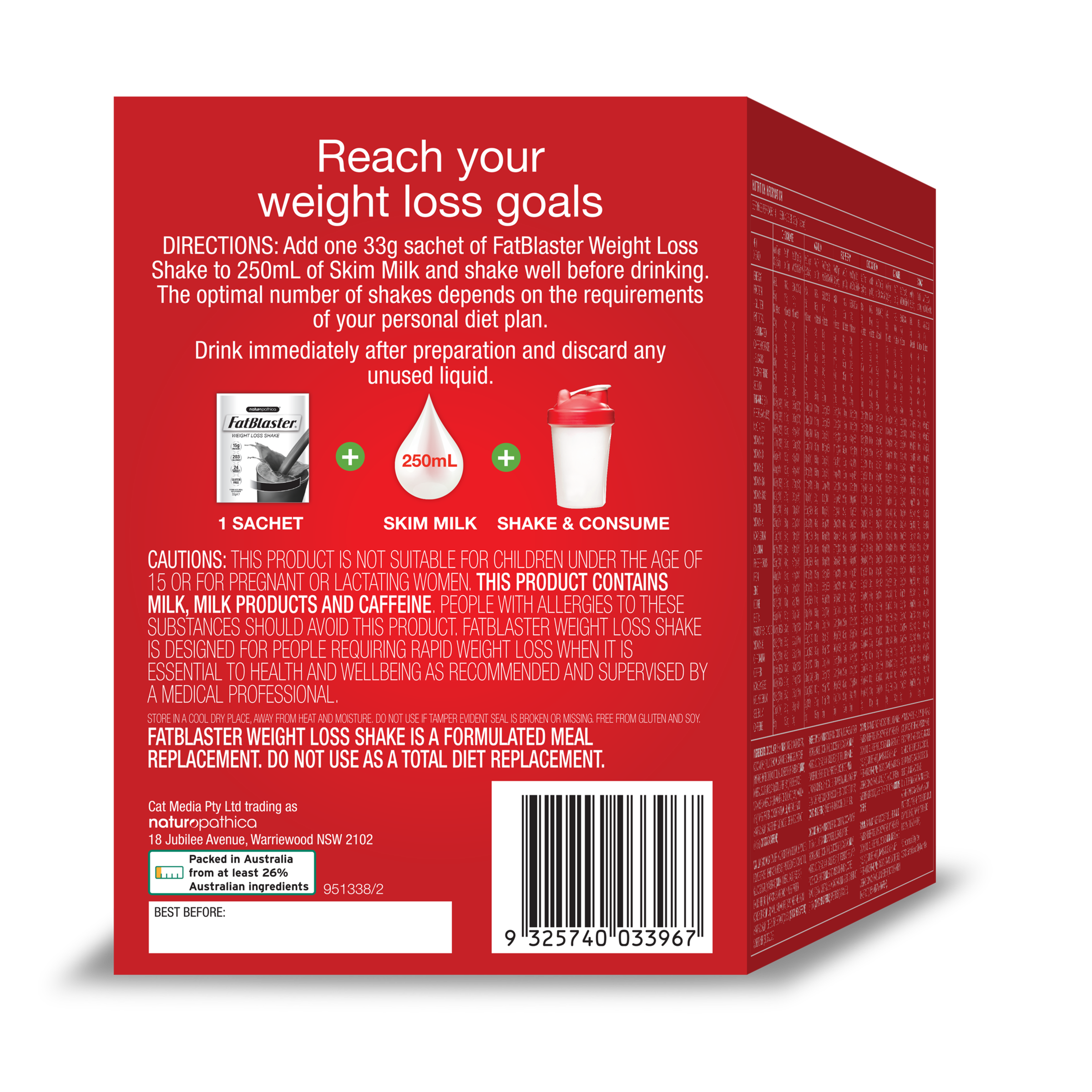FAT BLASTER WEIGHT LOSS SHAKE VARIETY 33G 14 PACK - Image 3