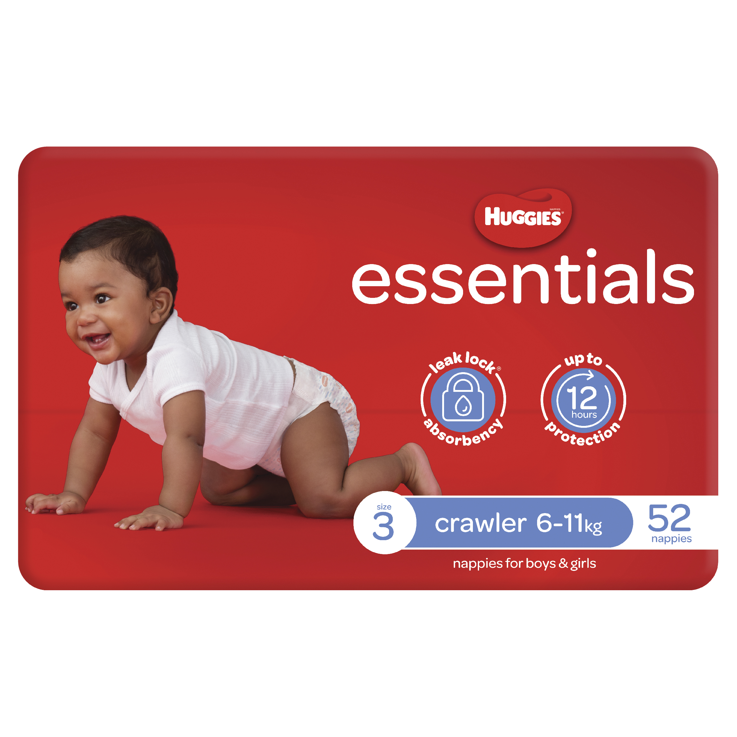 HUGGIES ESSENTIALS NAPPIES CRAWLER 52 PACK - Image 2