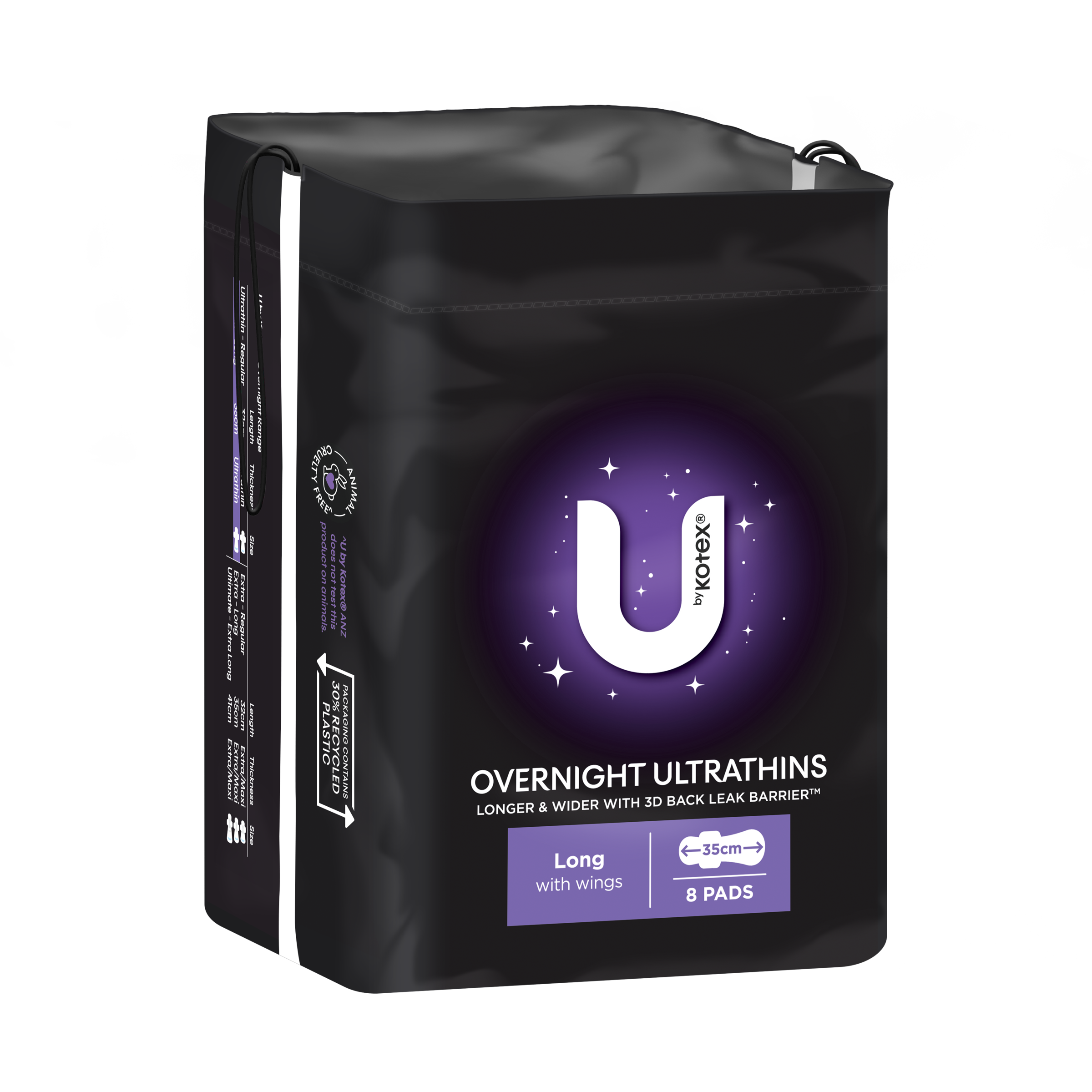 U BY KOTEX PADS ULTRATHIN OVERNIGHT LONG WINGS 8 PACK