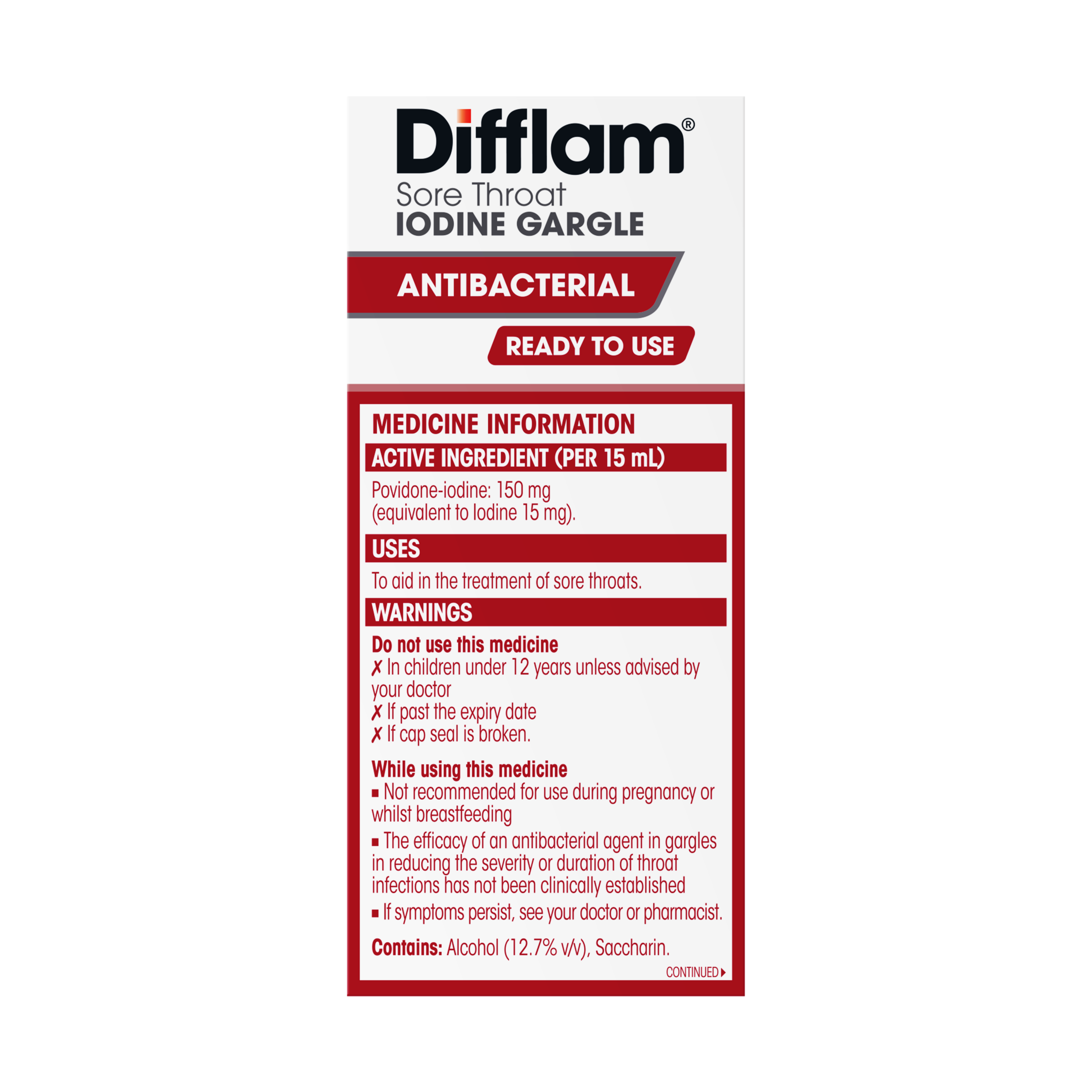 DIFFLAM SORE THROAT READY TO USE FRESH MINT GARGLE 200ML - Image 3