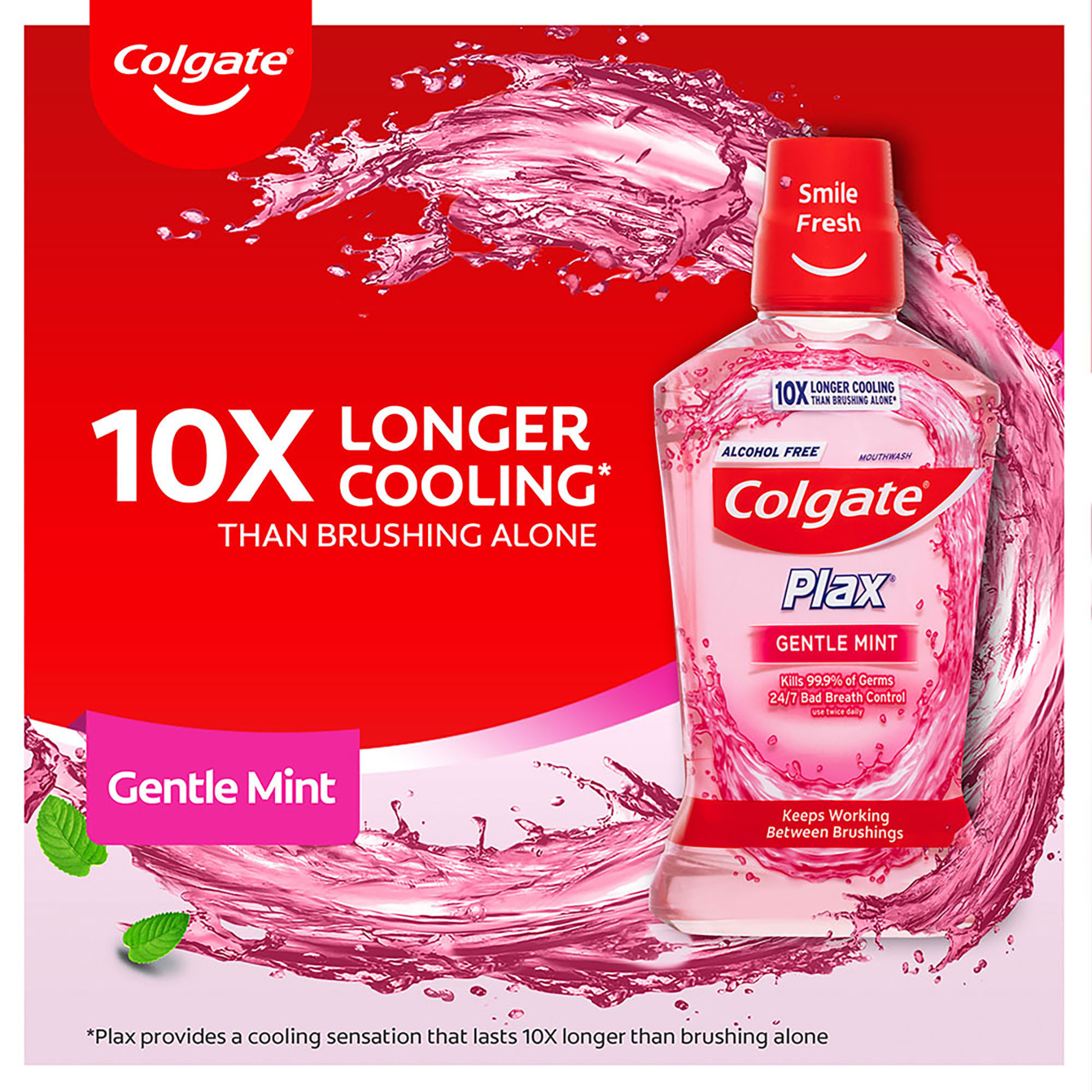 COLGATE MOUTHWASH PLAX ALCOHOL FREE GENTLE MINT 1 LITRE - Image 4