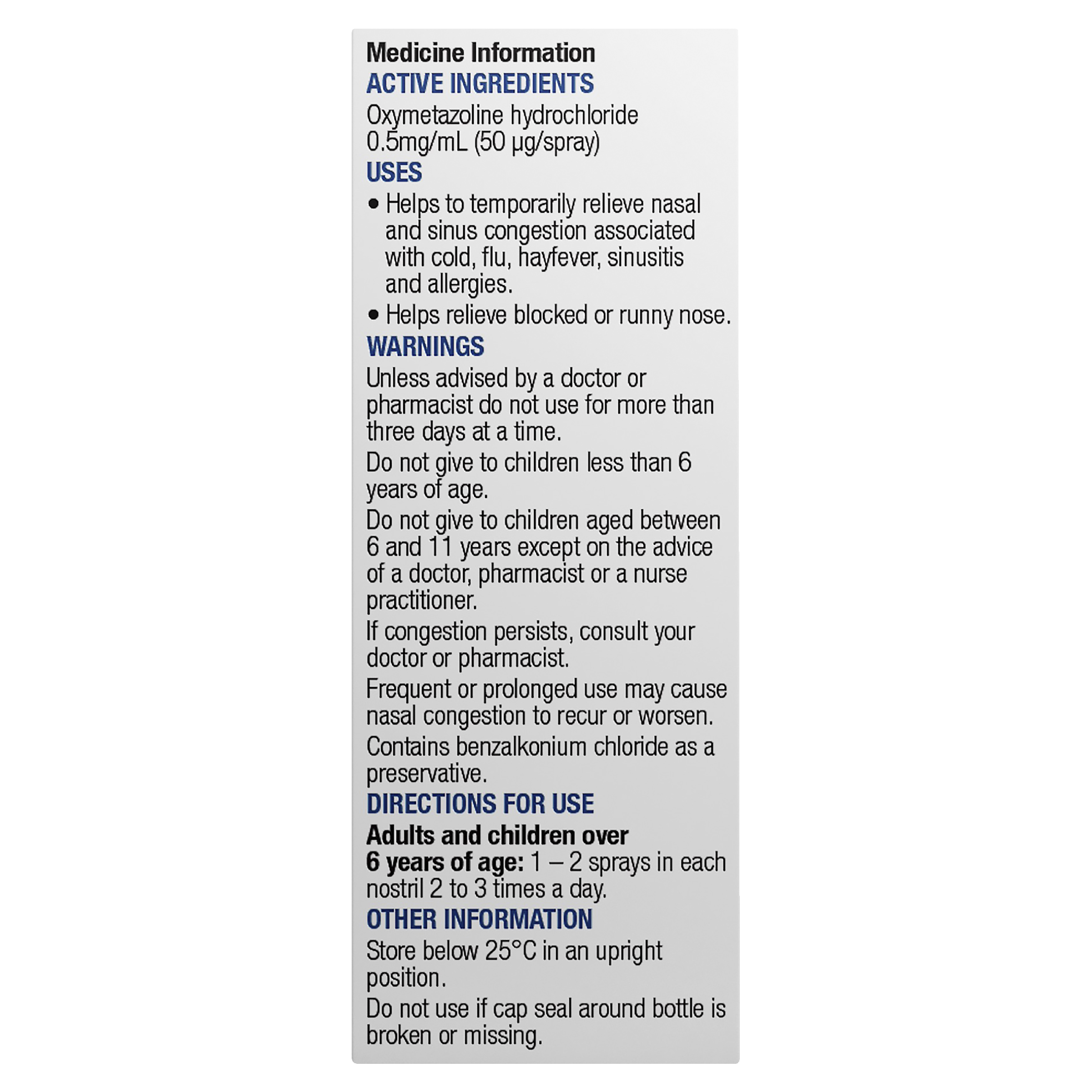CHEMISTS OWN NASAL DECONGESTANT REFILL SPRAY 18ML - Image 3
