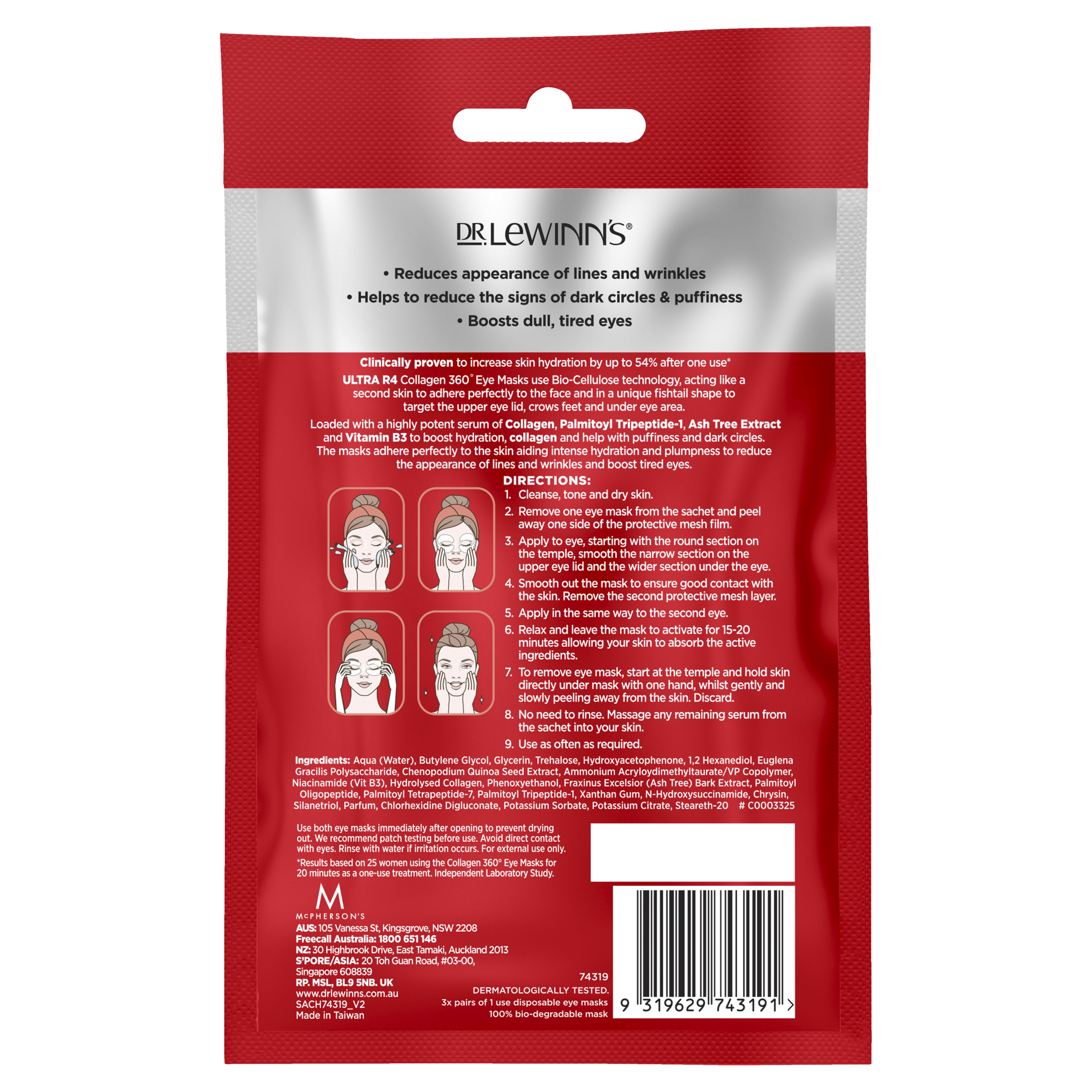 DR LEWINNS ULTRA R4 COLLAGEN 360 EYE MASKS 3 PACK - Image 2