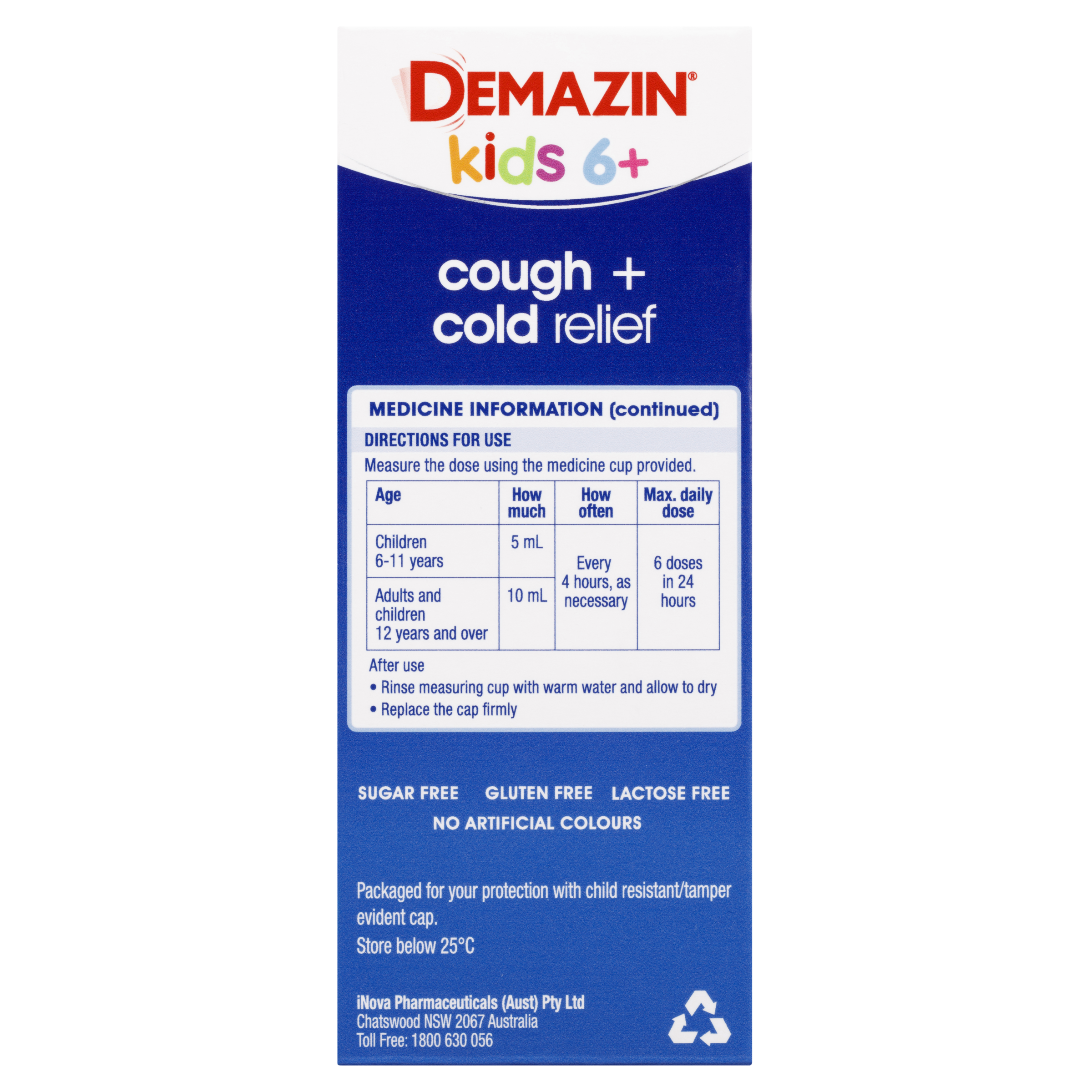 DEMAZIN COUGH & COLD RELIEF COLOUR FREE 200ML - Image 3
