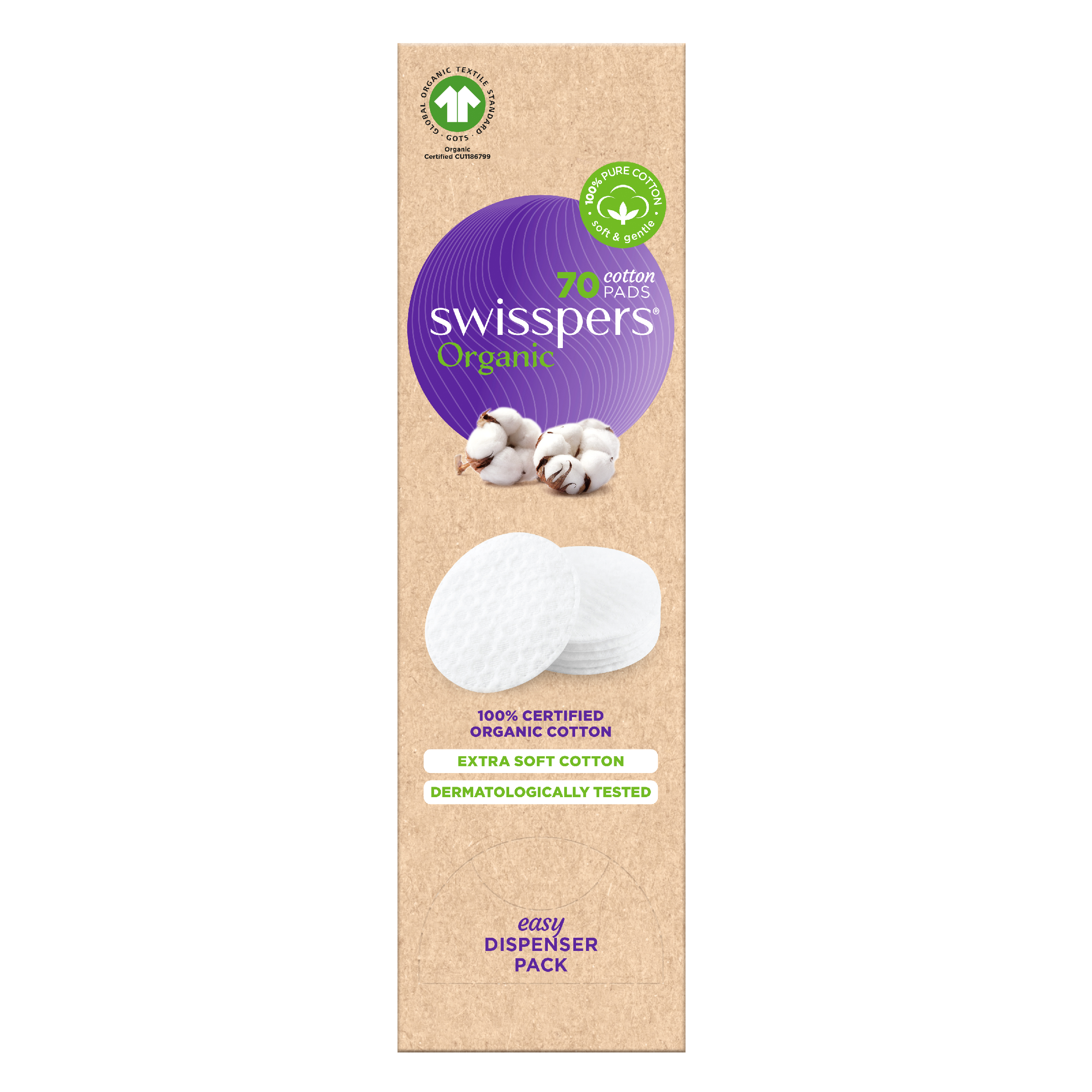 SWISSPERS ORGANIC ROUND PADS ECO DISPENSER 70 PACK - Image 2