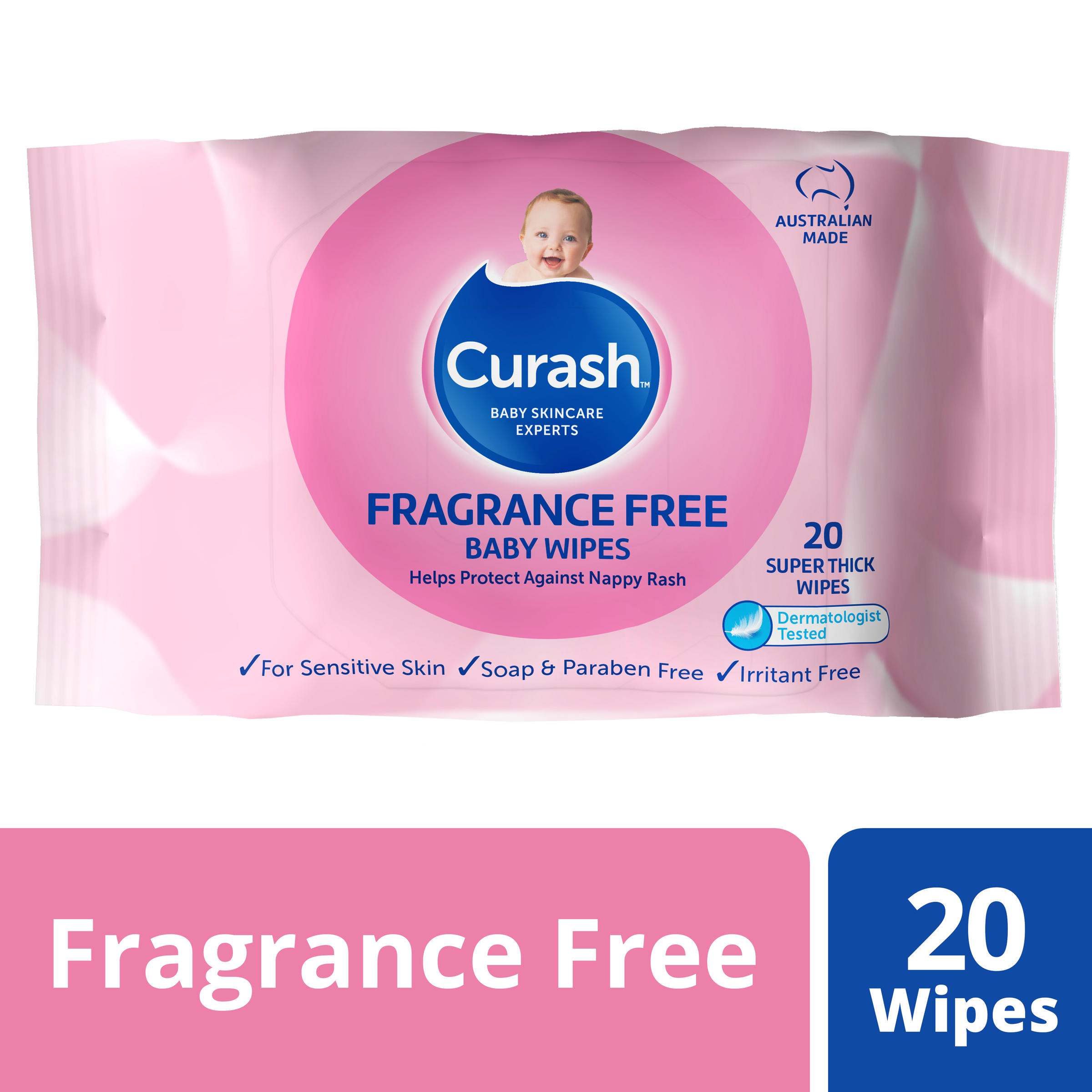 CURASH BABYCARE WIPES FRAGRANCE FREE 20 PACK - Image 11