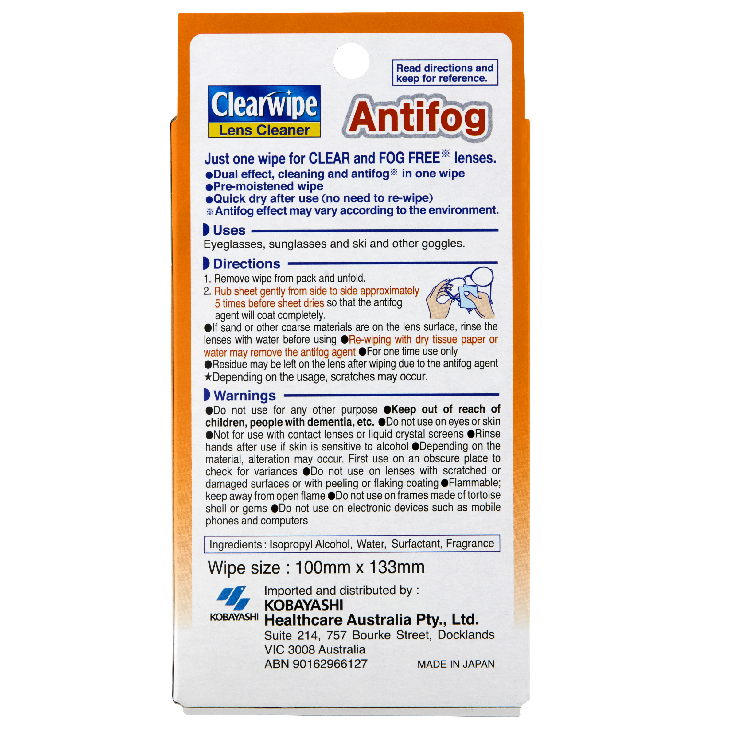 CLEARWIPE ANTIFOG LENS CLEANER WIPES 60 PACK - Image 4