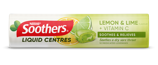 NESTLE SOOTHERS LIQUID CENTRE LEMON LIME STICK 10 LOZENGES