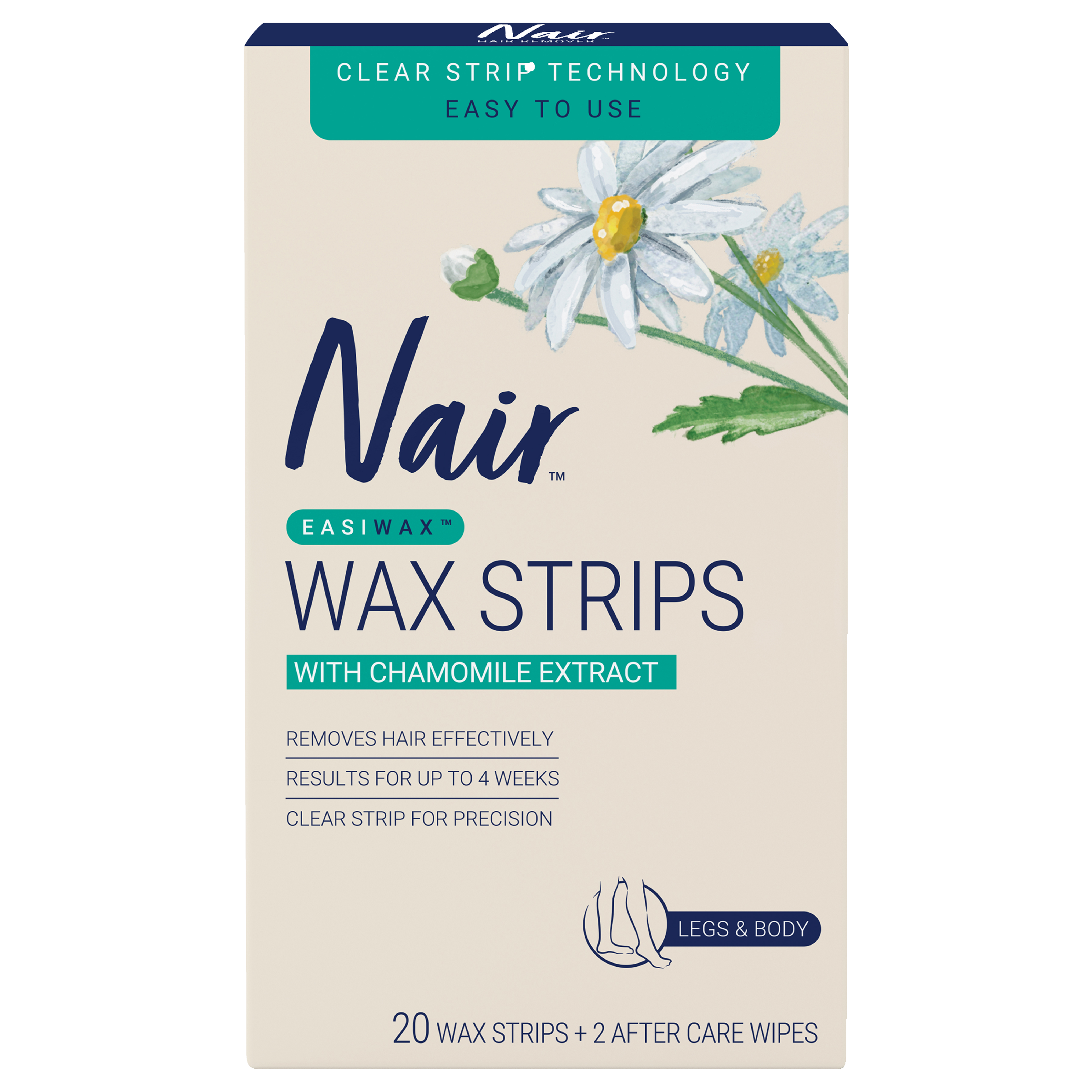 NAIR EASIWAX WAX STRIPS LARGE LEGS & BODY 20 PACK