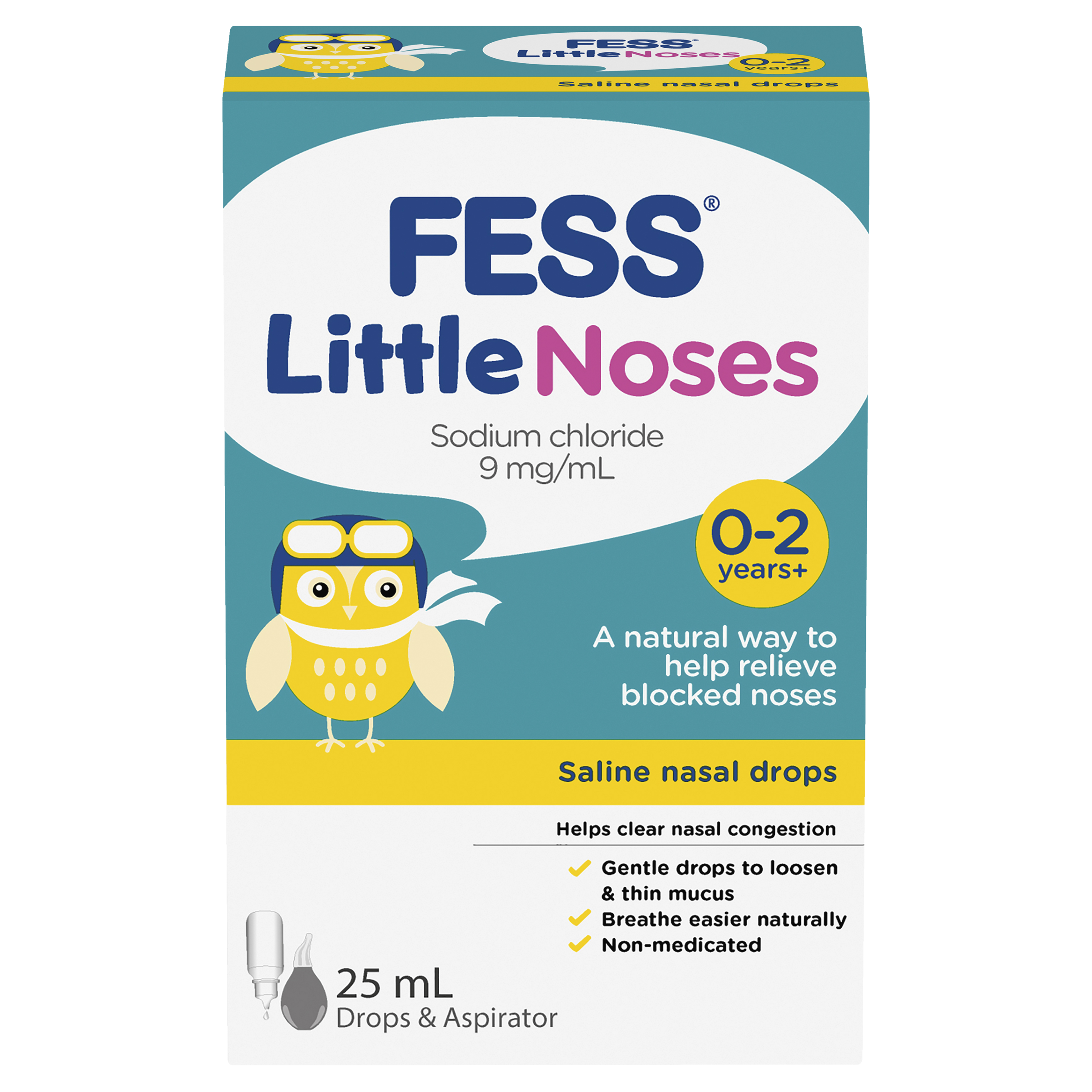 FESS LITTLE NOSES SALINE DROPS + ASPIRATOR 25ML - Image 2