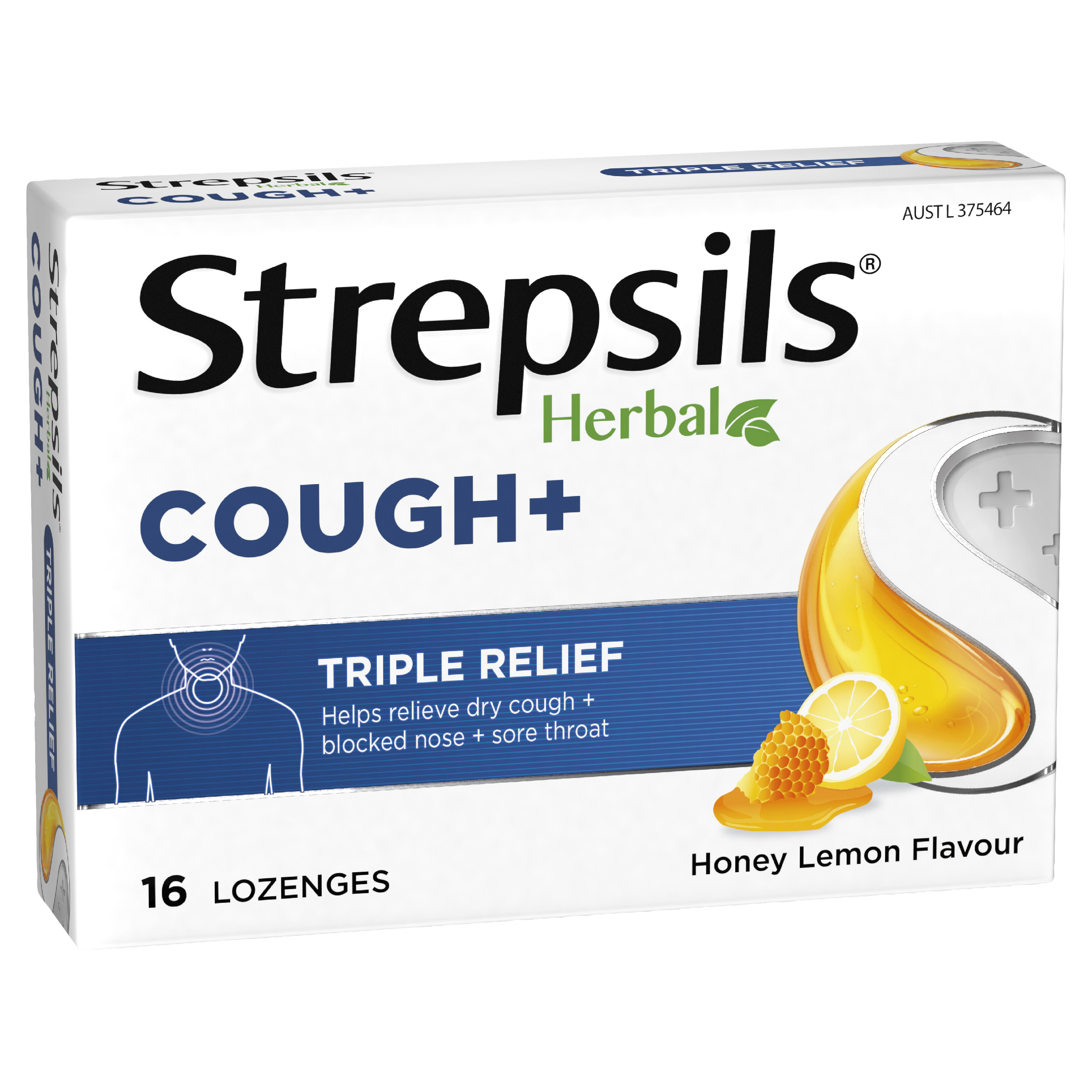 STREPSILS HERBAL COUGH  HONEY LEMON 16 LOZENGES