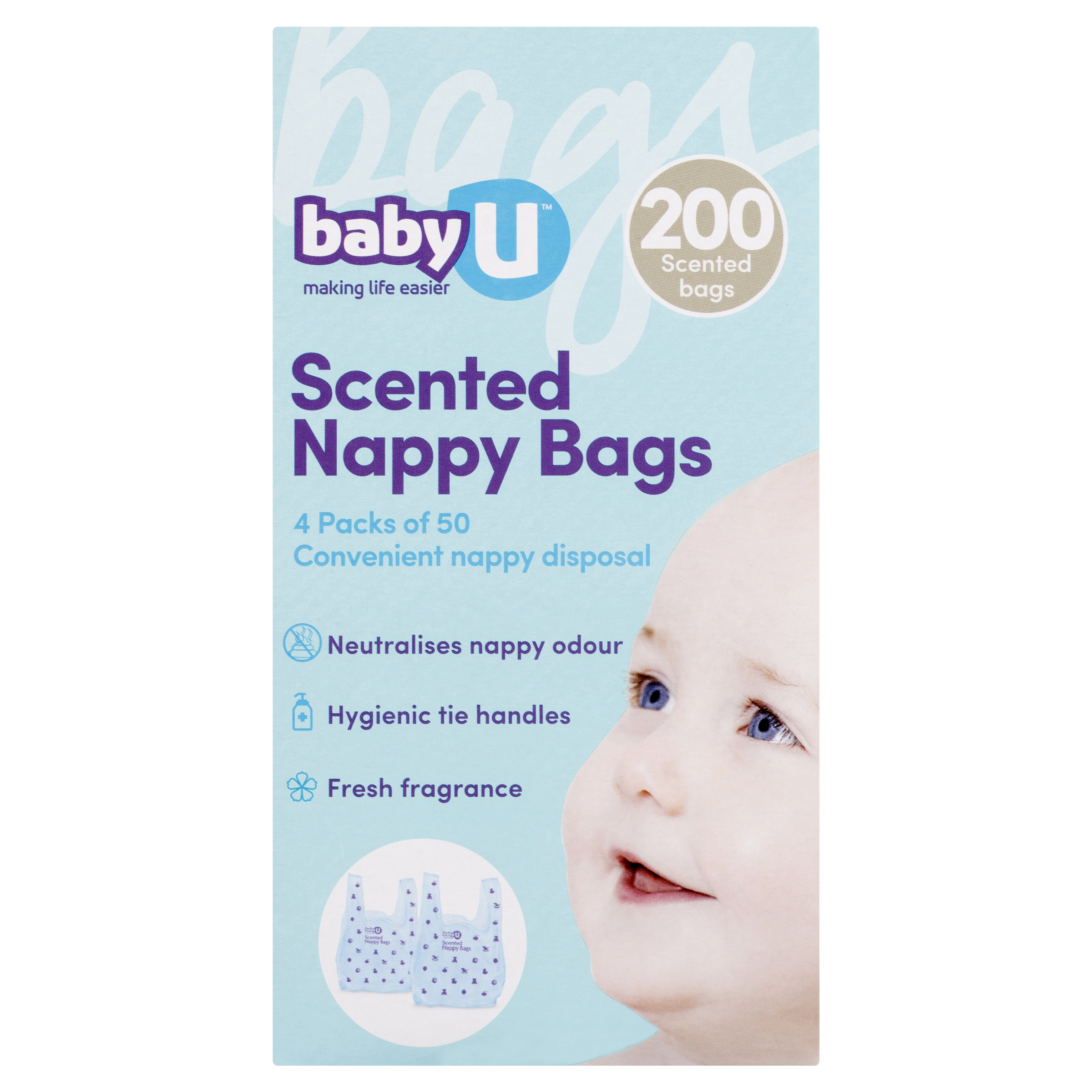 BABY U SCENTED NAPPY BAGS 200 PACK - Image 2