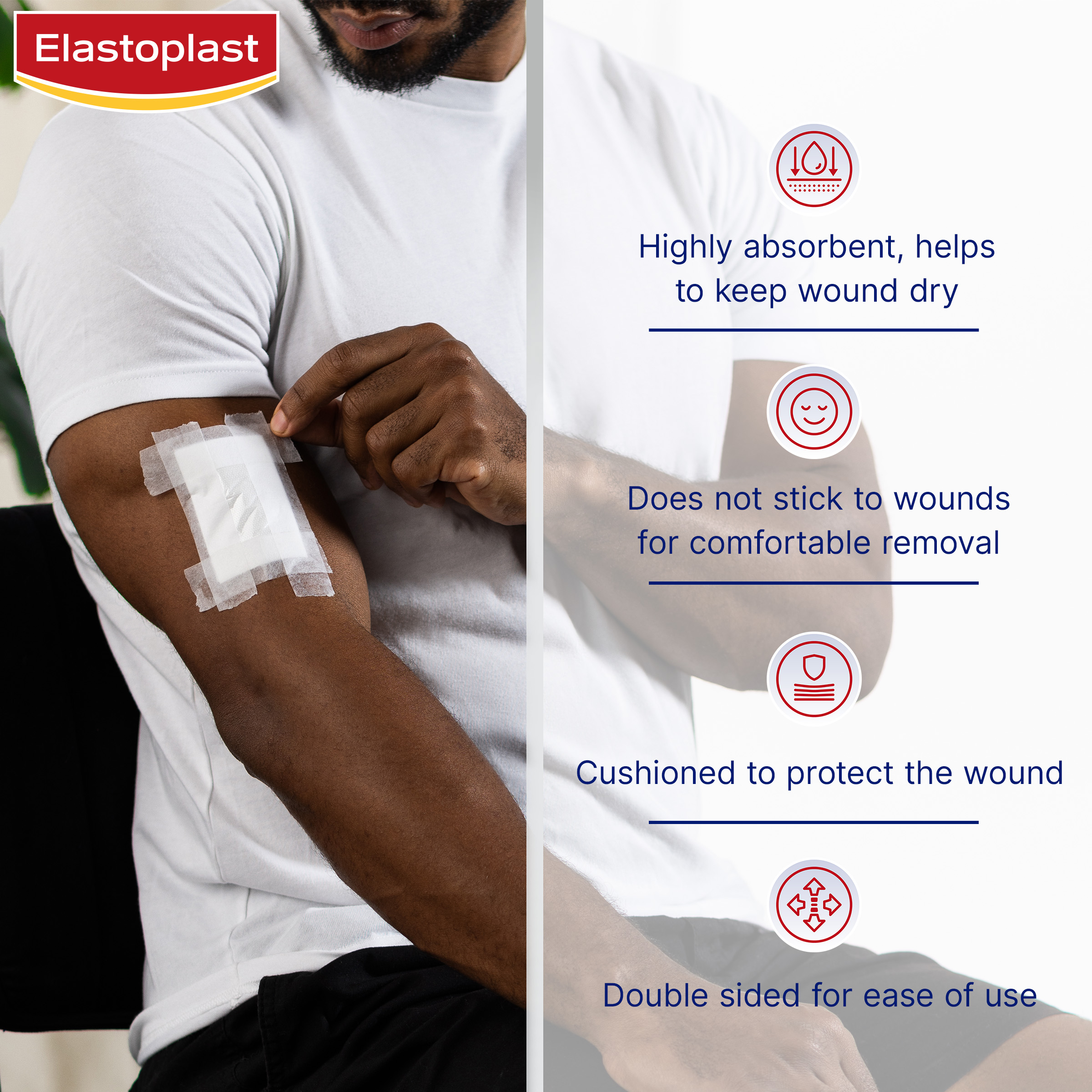 ELASTOPLAST NON-STICK DRESSINGS 7.5CM X 5CM 5 PACK - Image 4